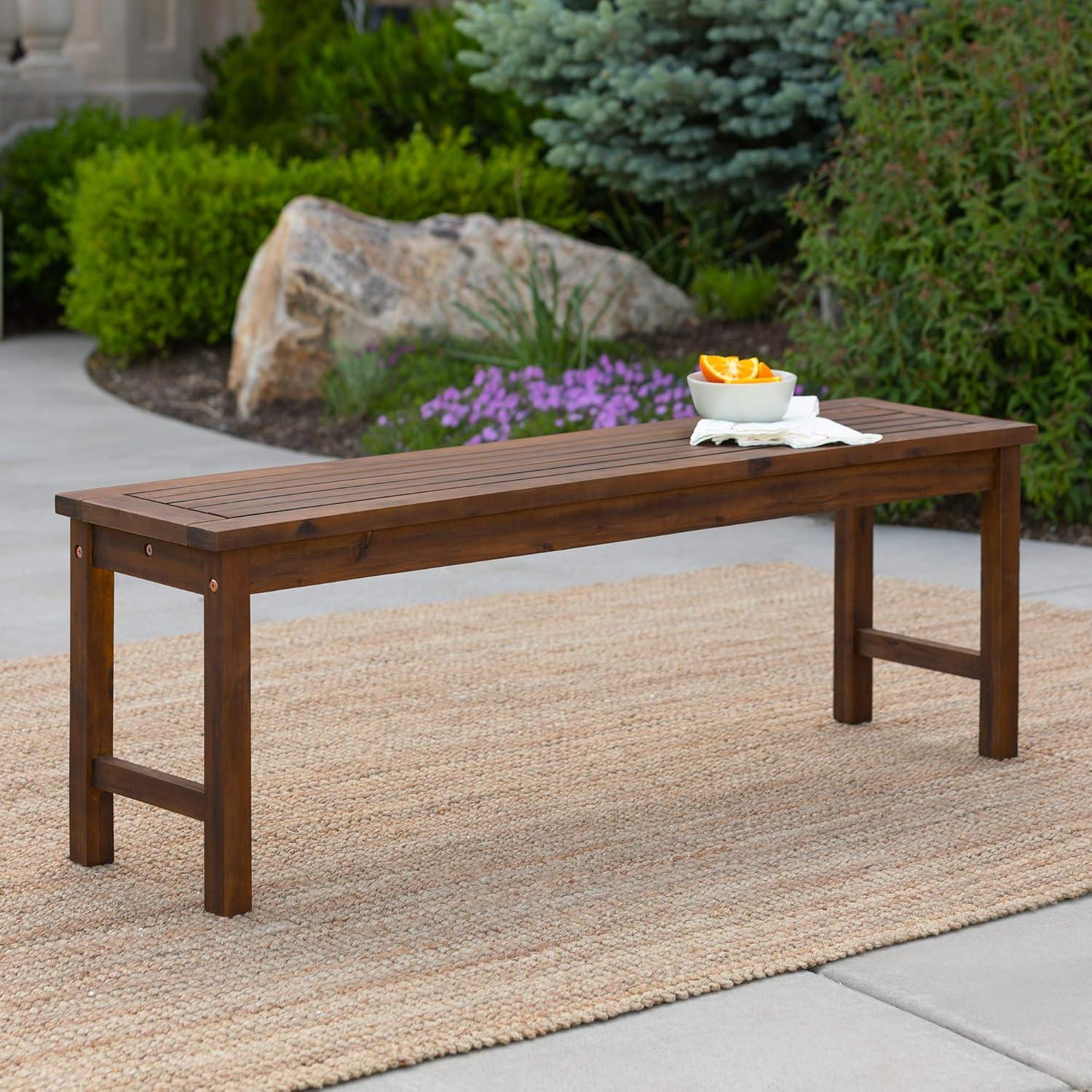 Acacia Wood Patio Bench in Dark Brown