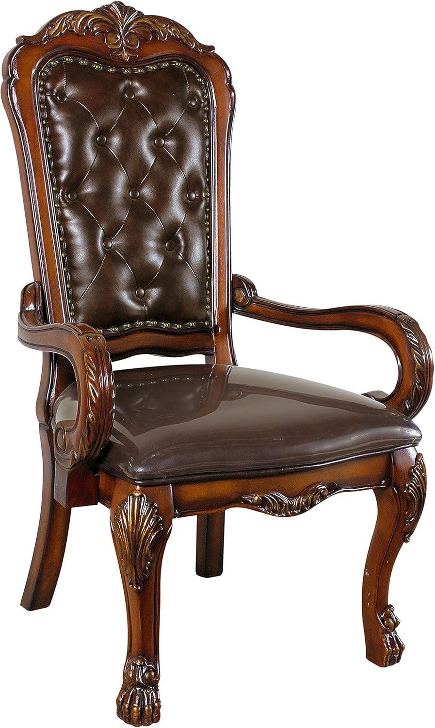 Acme Furniture 21" Dresden Accent Chair PU Cherry Oak: Leather Upholstery, Wood Frame, No Assembly Required