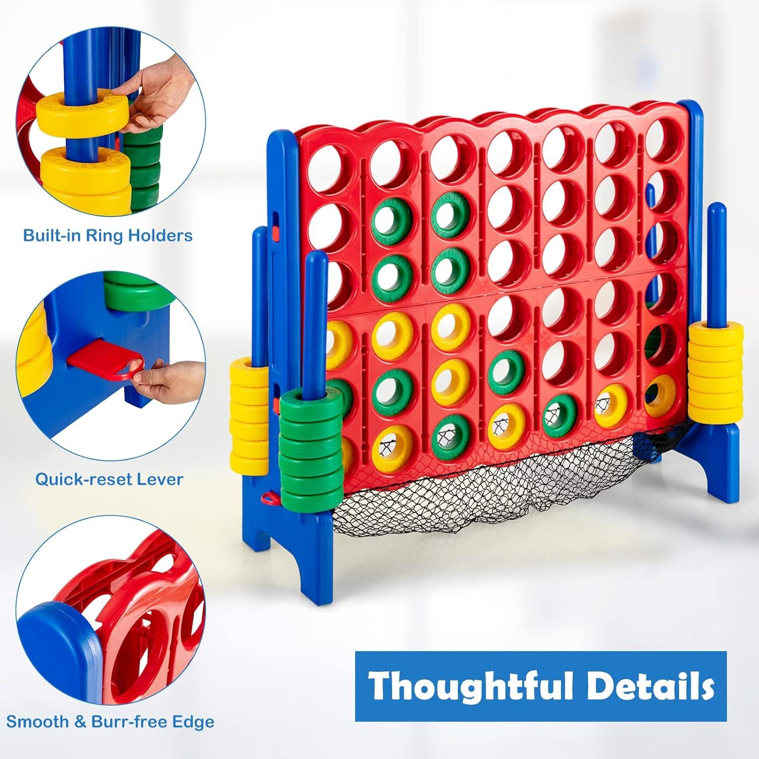 Costway 4-to-Score Giant Game Set 4-in-a-Row Connect Game W/Net Storage for Kids & Adult