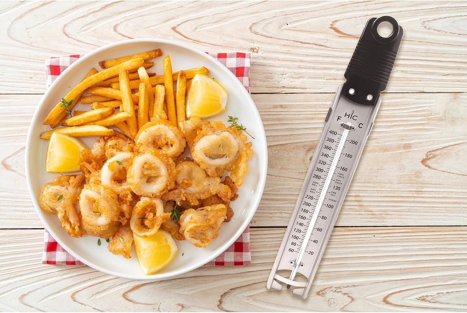 HIC Roasting Deep Fry Candy Jelly Thermometer, Stainless Steel with Glass Tube