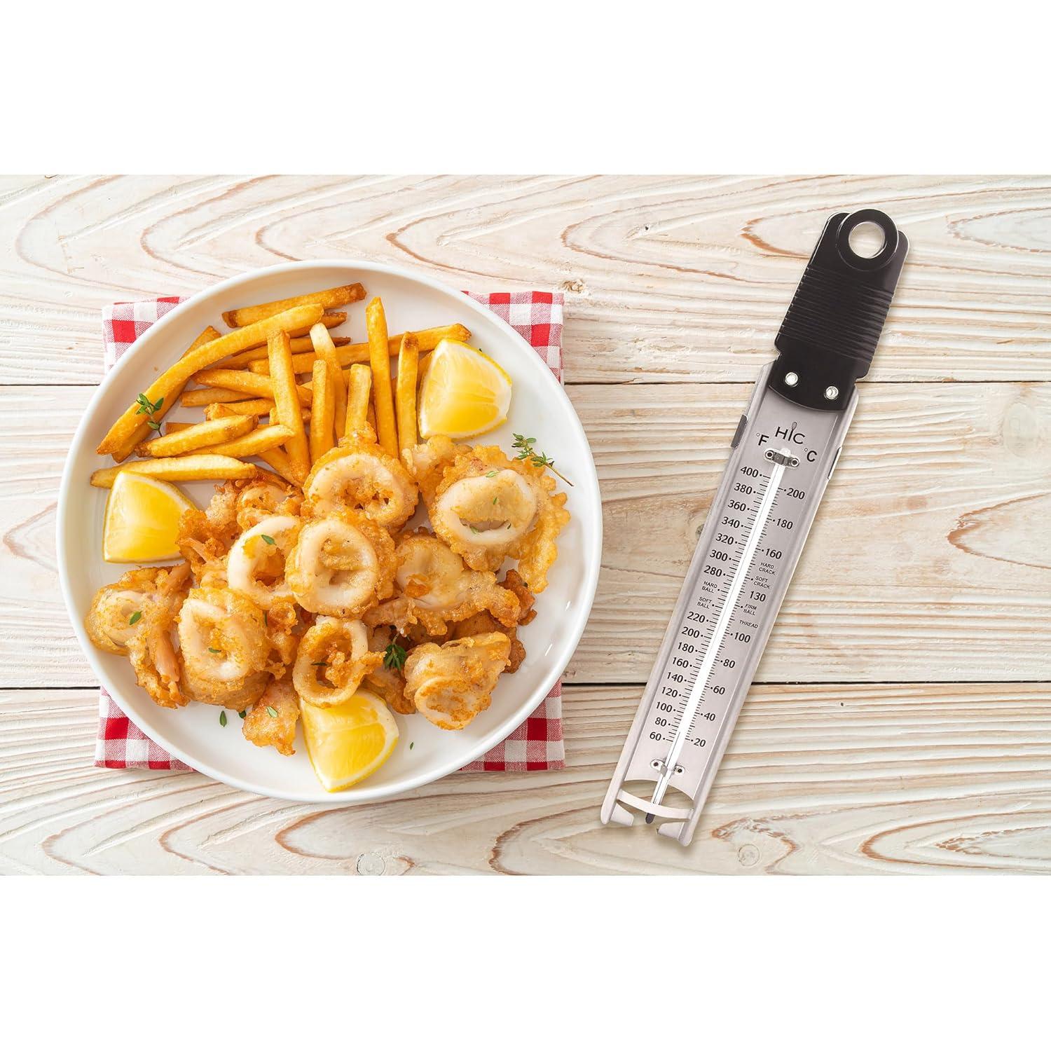 HIC Roasting Deep Fry Candy Jelly Thermometer, Stainless Steel with Glass Tube