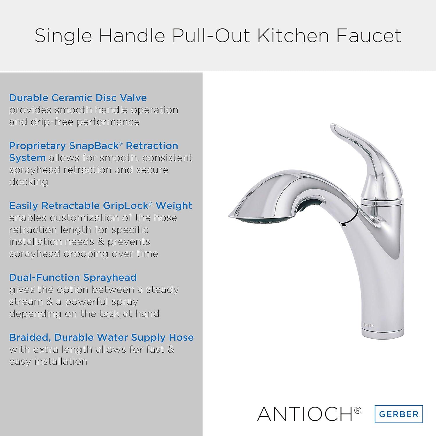 Gerber D455221 Antioch 1.75 GPM Single Hole Pull Out Kitchen Faucet - Chrome