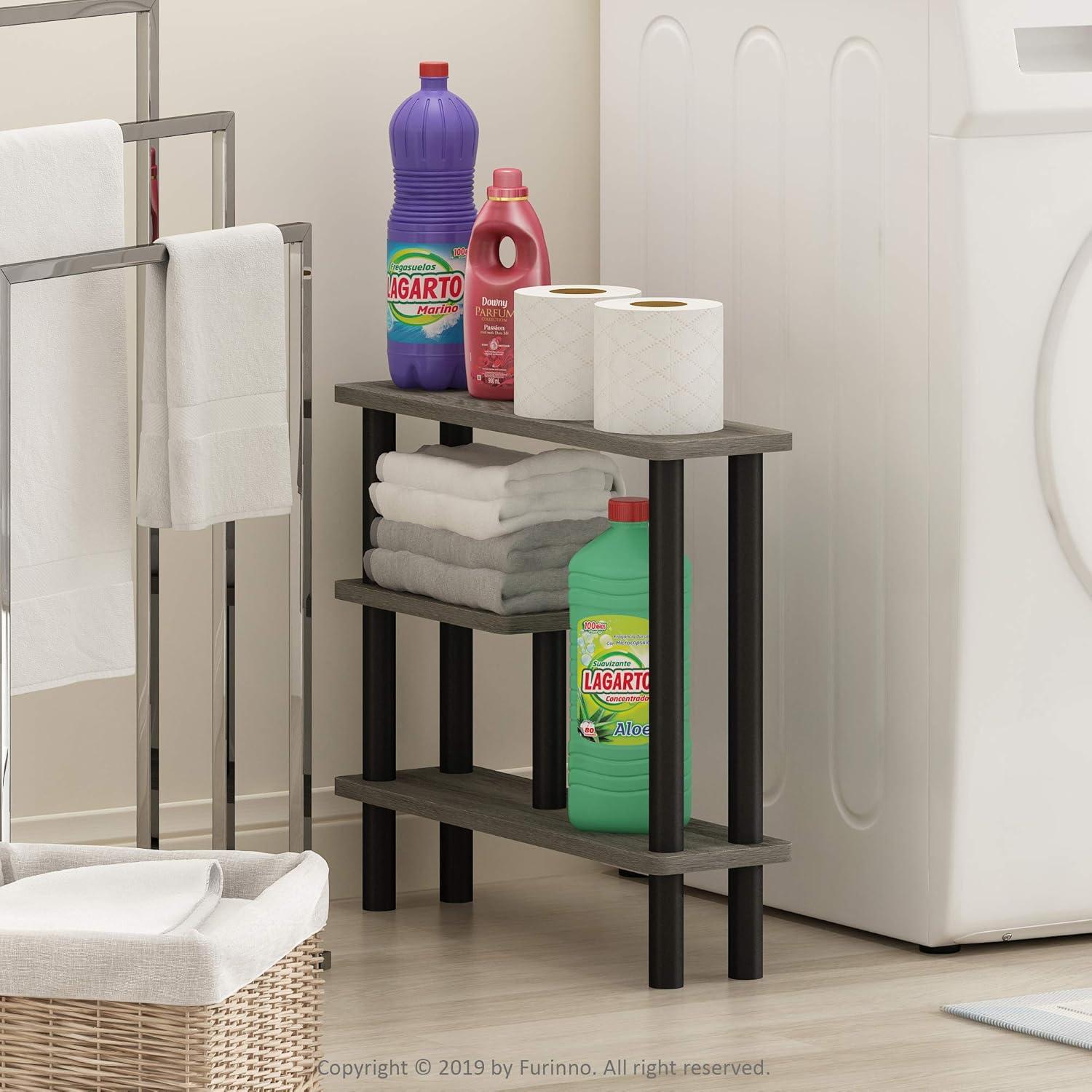 Furinno 18138GYW-BK Turn-N-Tube Slim Space Saving Storage Rack French Oak - Grey & Black