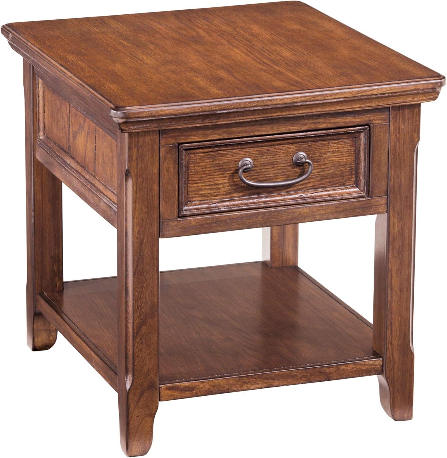 Woodboro Rustic Refined Brown Rectangular End Table with Storage