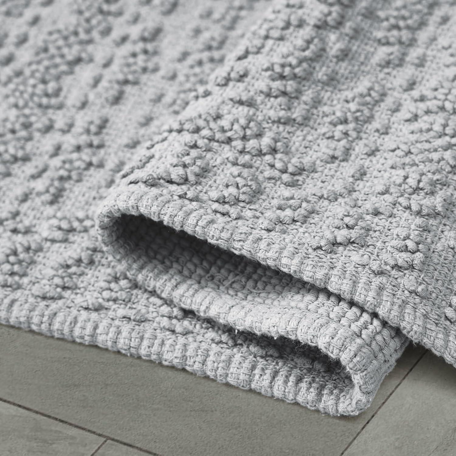 French Connection Nellore Bathroom Rugs, Woven and Beaded Bathroom Mats, Durable Bath Rugs, Thick Bath Mats for Bathroom and Shower Rugs, 17" x 28", Light Grey