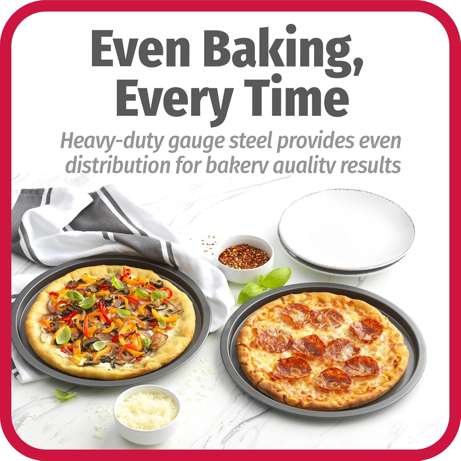 GoodCook Set of 4 Nonstick Steel 10" Personal Pizza Pans Set, Gray