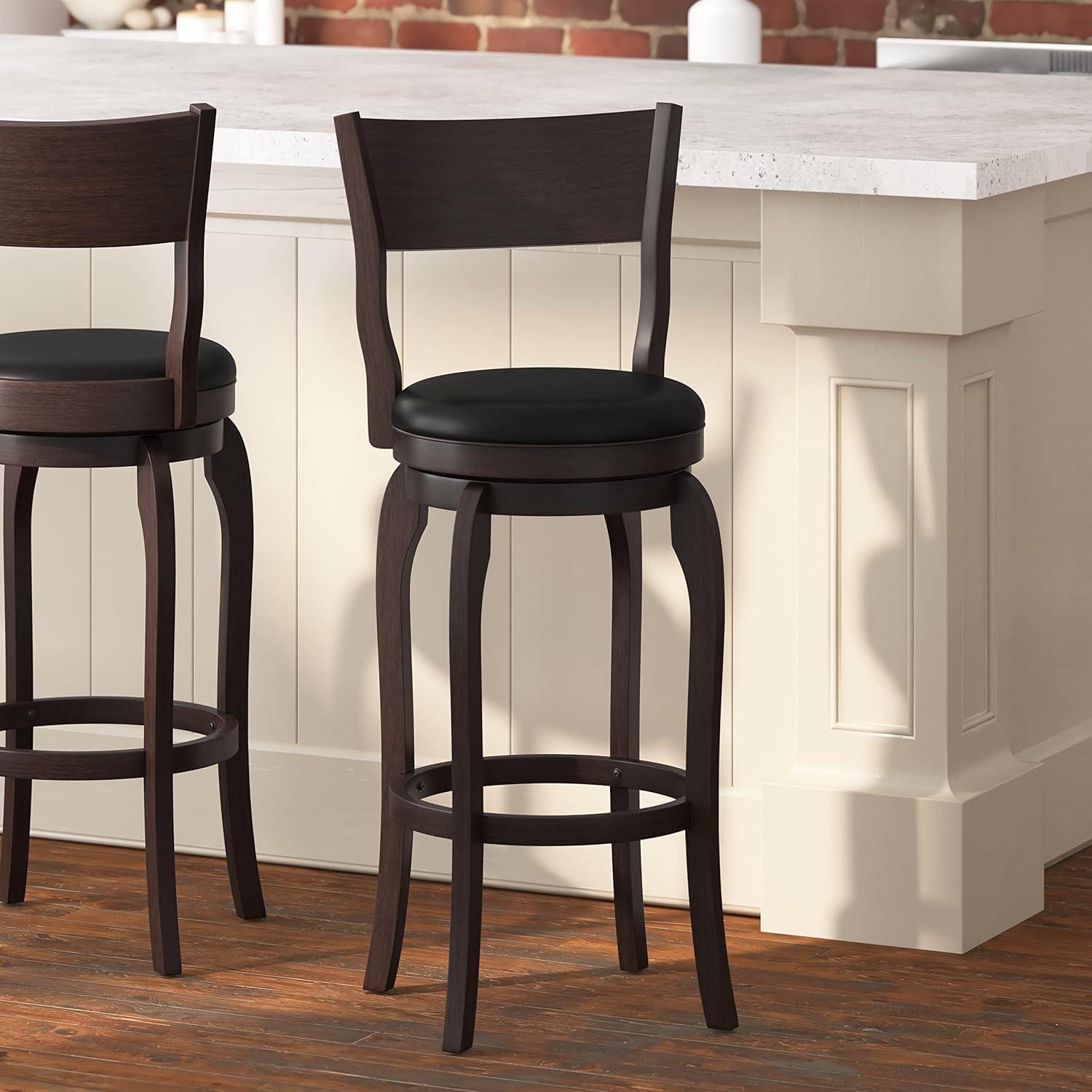 Enola Classic Wooden Dining Stool With Bowed Frame And Upholstered Seat