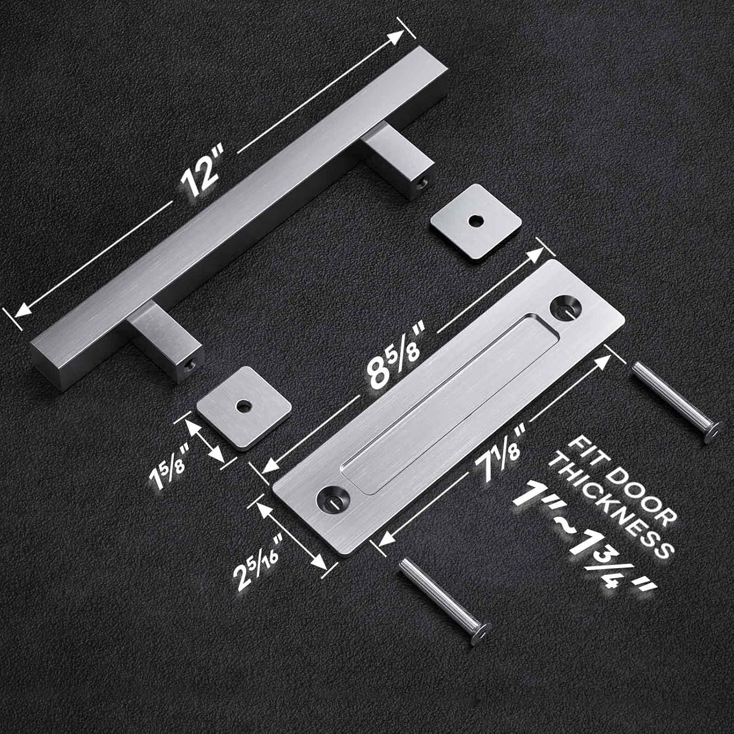 12'' Stainless Steel Sliding Barn Door Handle Set, Double Sided