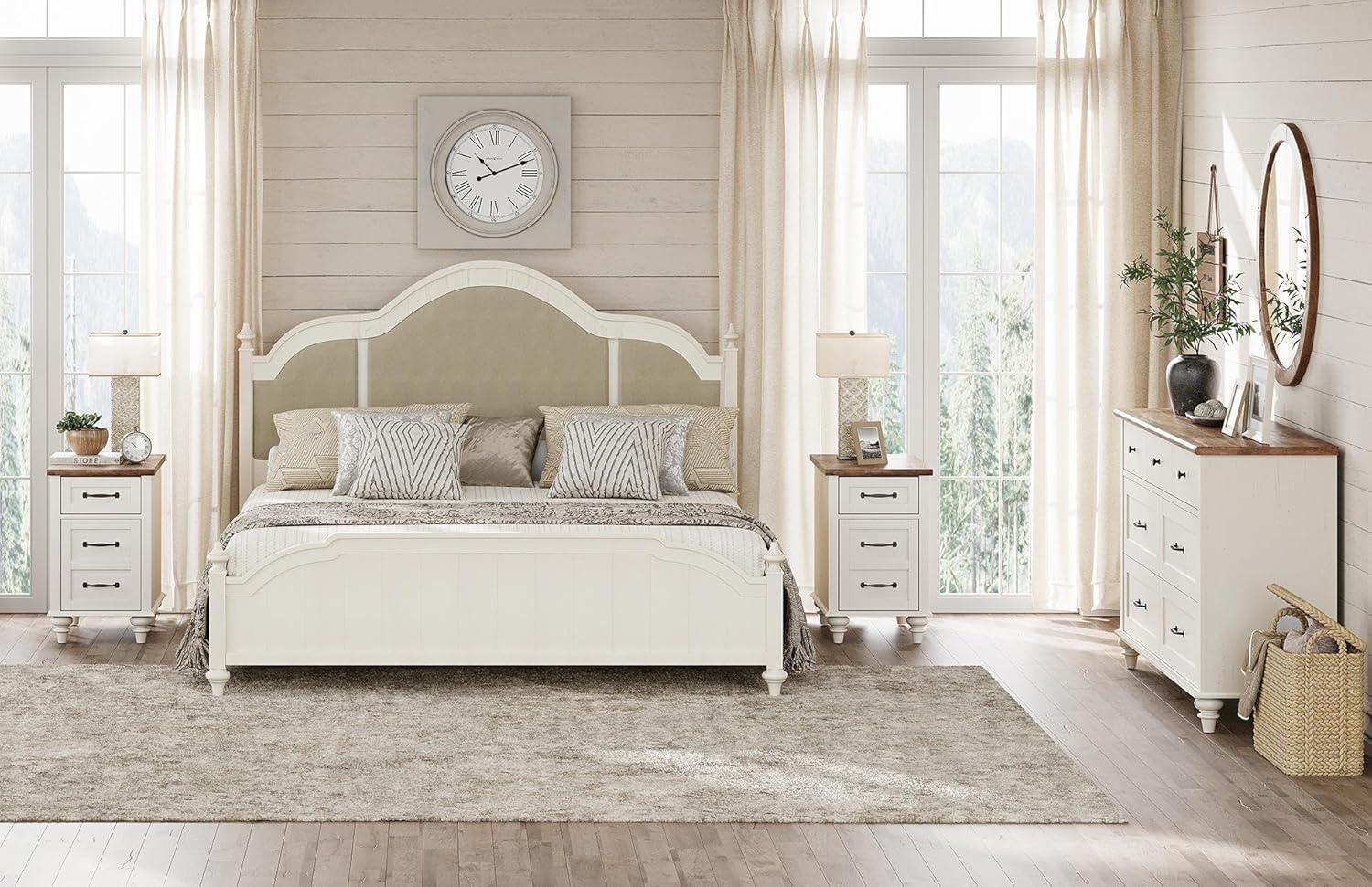 WAMPAT 2 Pack End Tables with Charging Station, Farmhouse Side Table with Drawer & Storage Cabinet, White Nightstand with Power Outlets & USB Ports for Living Room, Bedroom