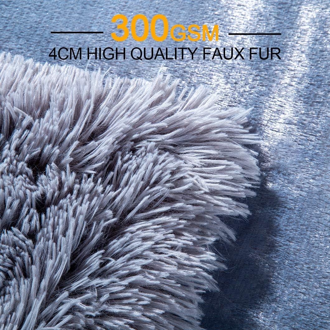 Gray Faux Fur 60" x 50" Machine Washable Throw Blanket