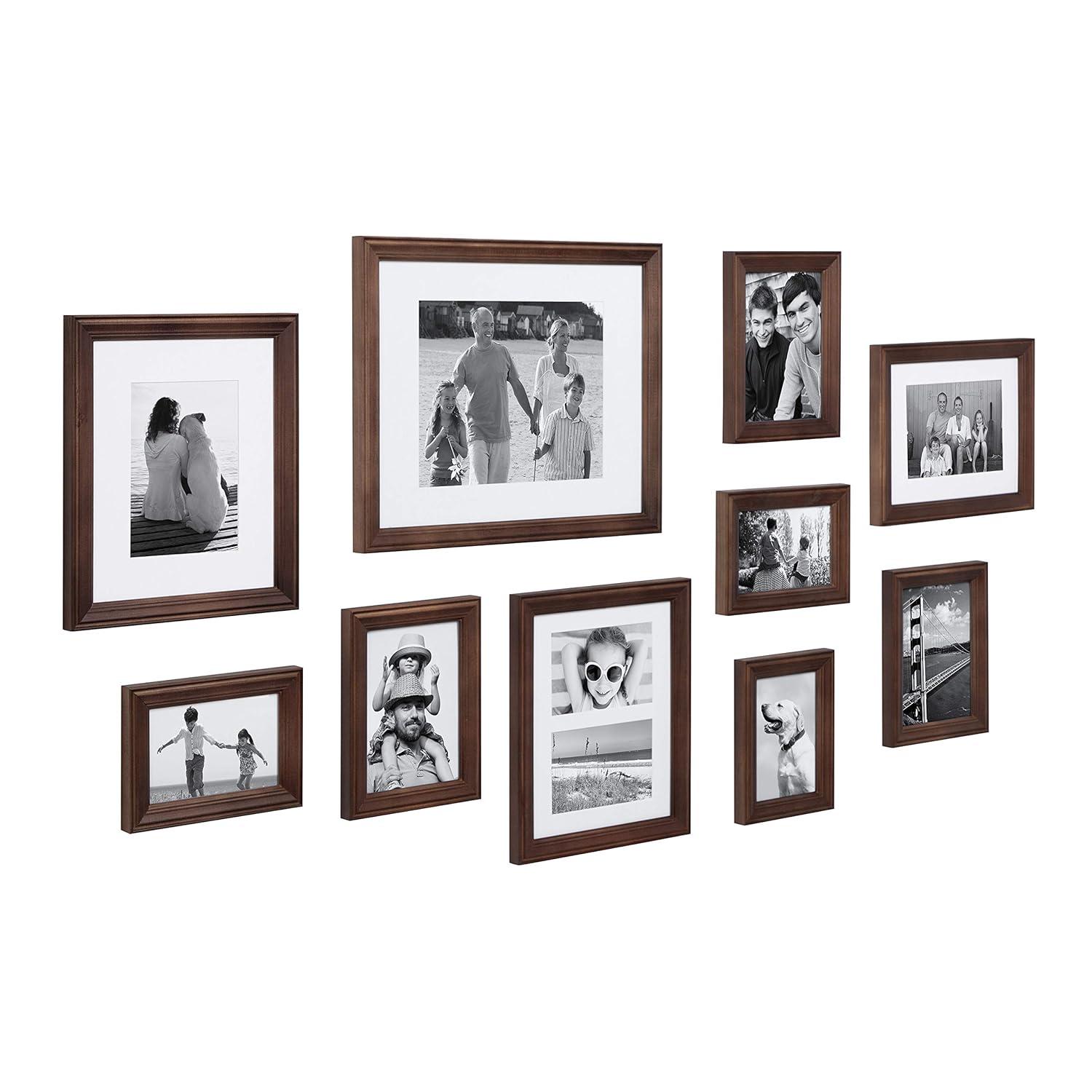 10pc Bordeaux Frame Box Set Brown - Kate & Laurel All Things Decor: Wall Gallery Kit, Multiple Sizes, Wood Frames