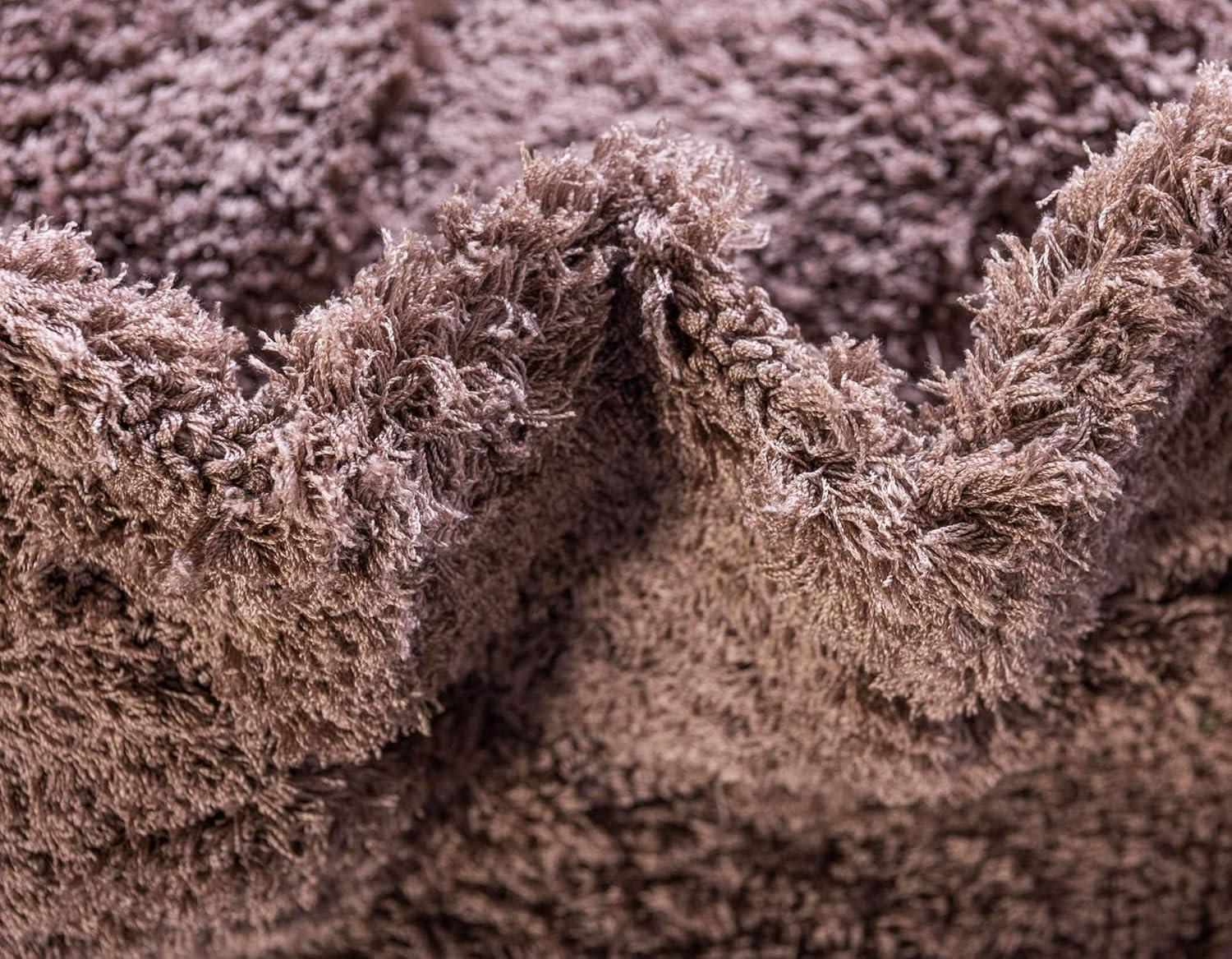Brown Floral Shag Synthetic Rectangular Area Rug 5' x 8'