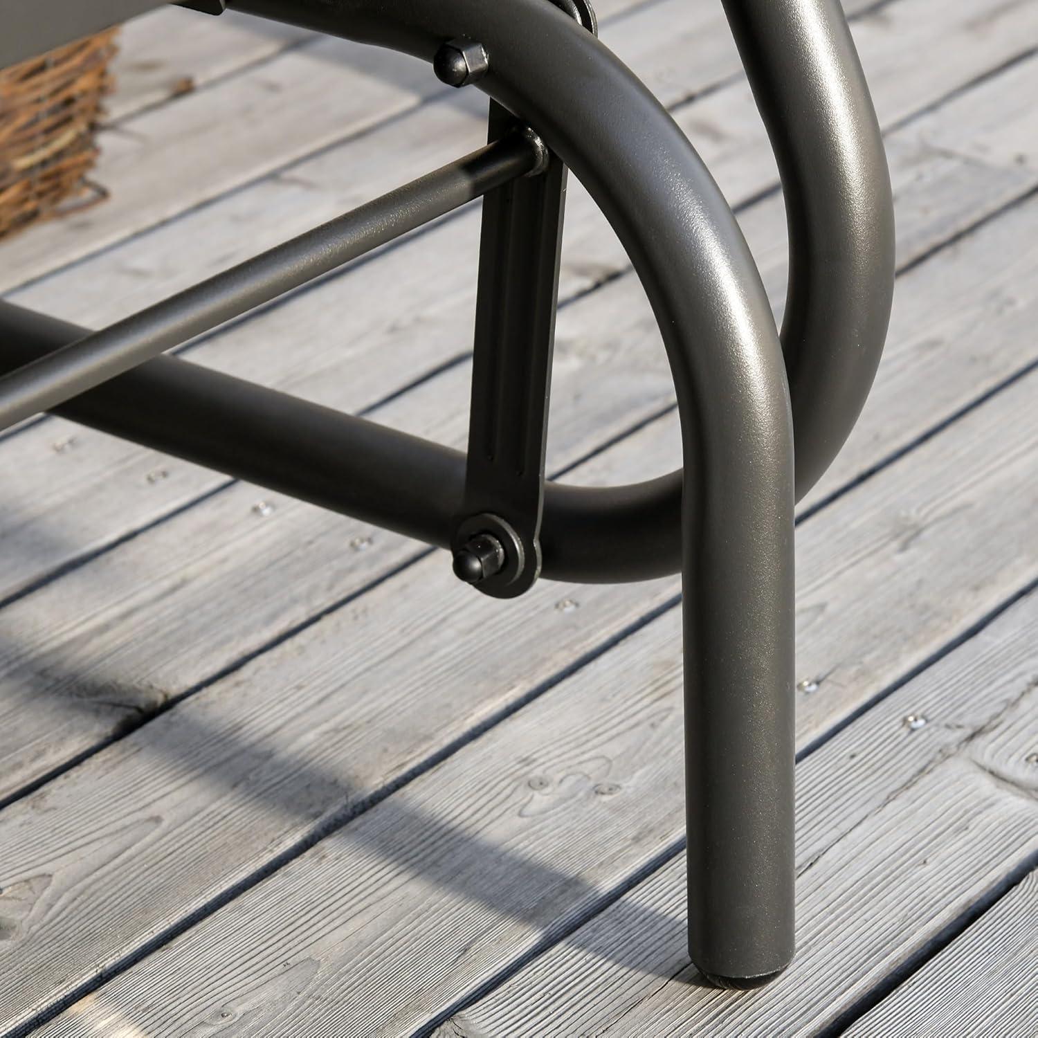 Outsunny Outdoor Glider Chairs, Swing Chair with Breathable Mesh Fabric, Curved Armrests and Steel Frame for Porch, Garden, Poolside, Balcony, Black
