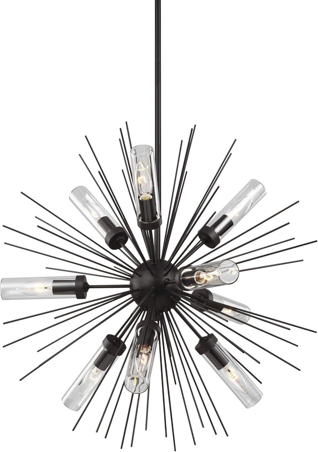 Oil Rubbed Bronze Sputnik Outdoor Chandelier with Clear Glass Shades