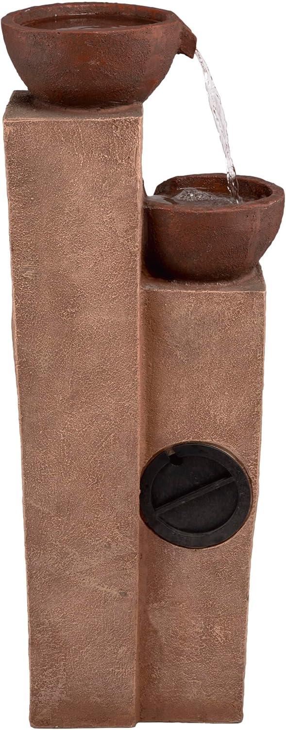 35" Stone Resin Layered Tiering Pots Fountain Copper - Alpine Corporation: Outdoor 3-Tier Water Feature, Polystone & Fiberglass, Weather-Proof