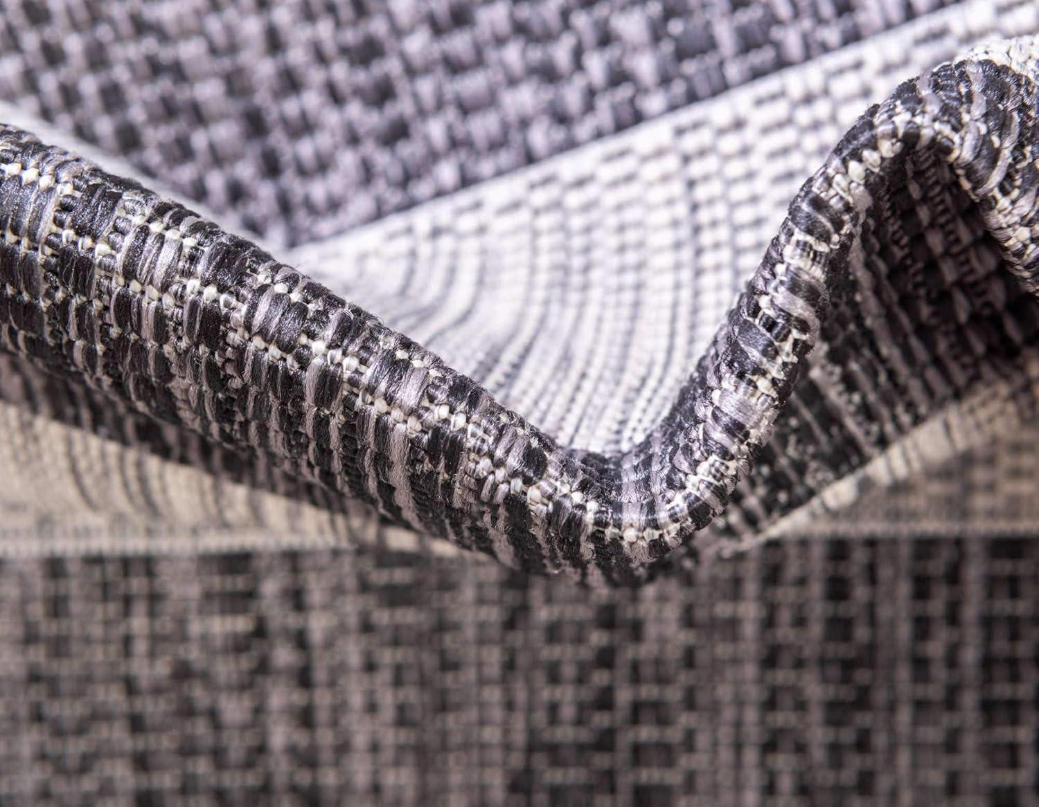 Unique Loom 9' 0 x 12' 2 Rectangle Indoor/Outdoor Striped Charcoal Gray Area Rug