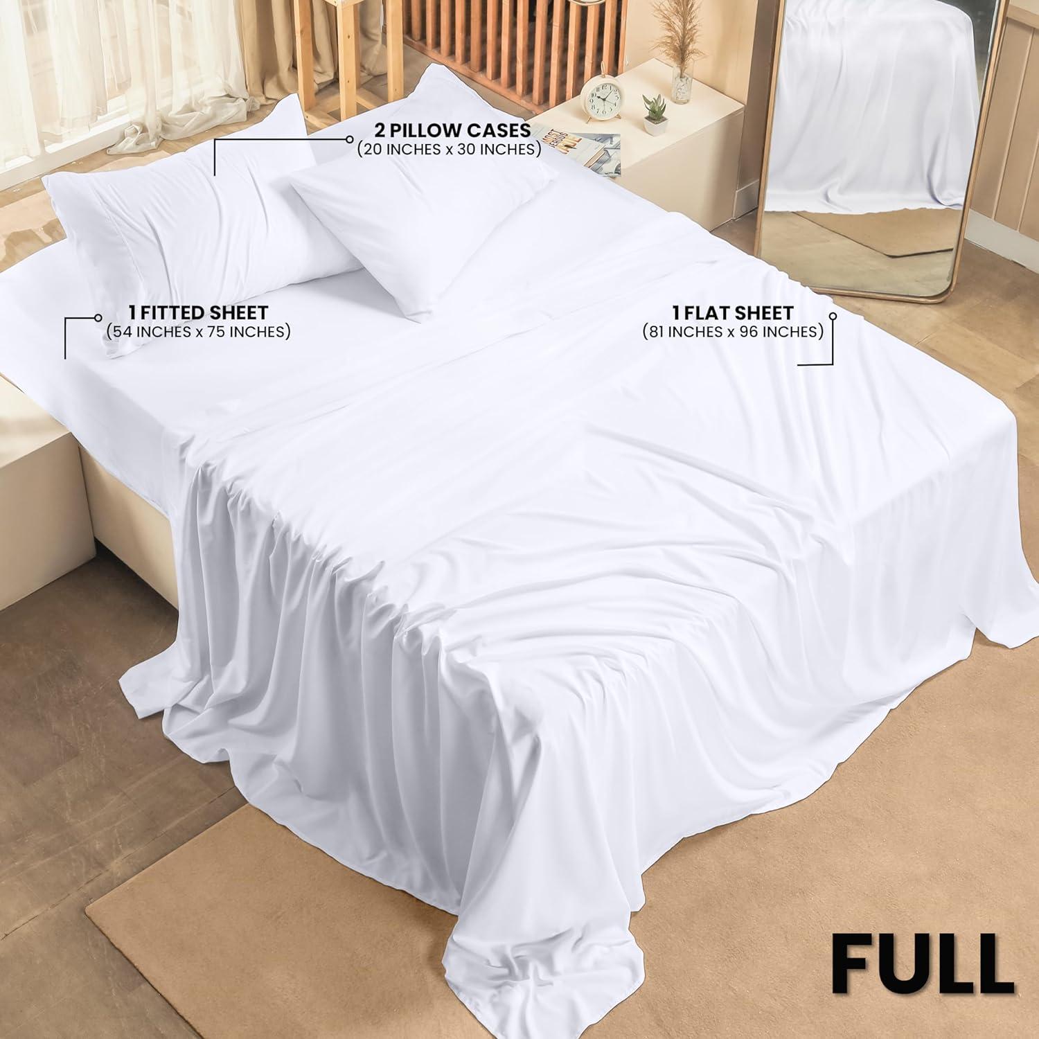 White Full Microfiber 4-Piece Bed Sheet Set