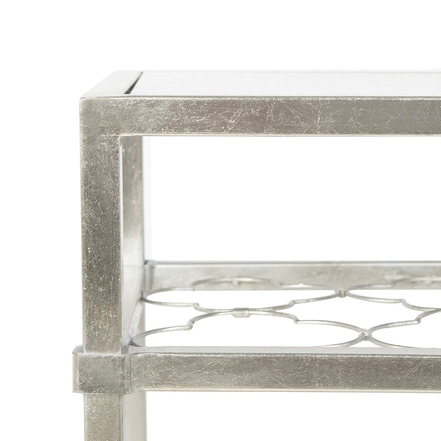 Hanzel Gold Leaf Glass Side Table - AMH8312A - Gold/Glass - Safavieh Couture