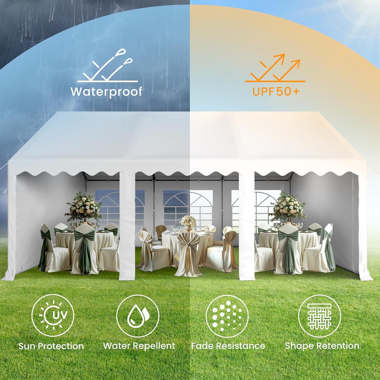 Peaktop Outdoor 13'X26' Party Tent Heavy Duty Wedding Tent with Carry Bags