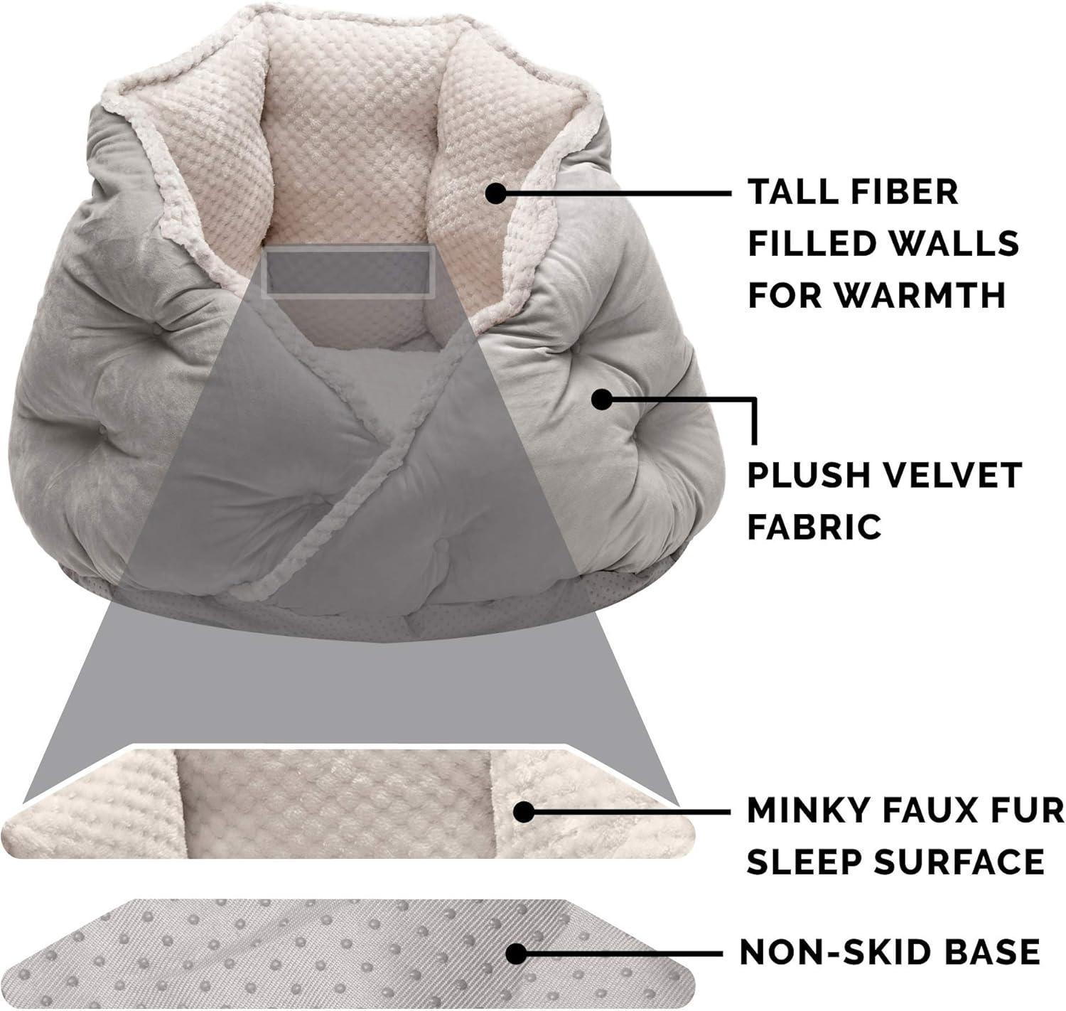 FurHaven Calming Wrap-Around Hug Small Dog and Cat Bed - Medium, Silver Gray