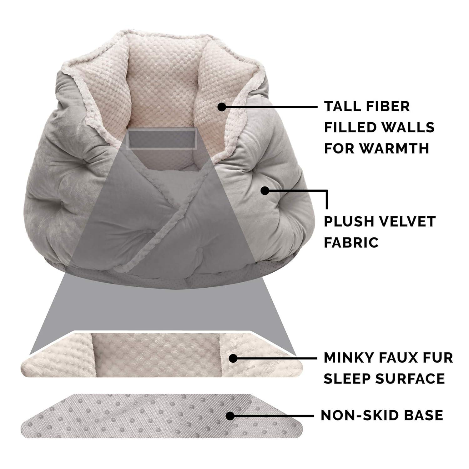 FurHaven Calming Wrap-Around Hug Small Dog and Cat Bed - Medium, Silver Gray