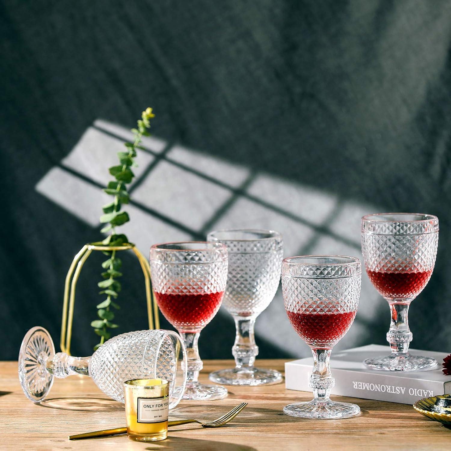 HOMEW Chroma Collection Wine Goblets Glasses set of 6, 10.6 oz