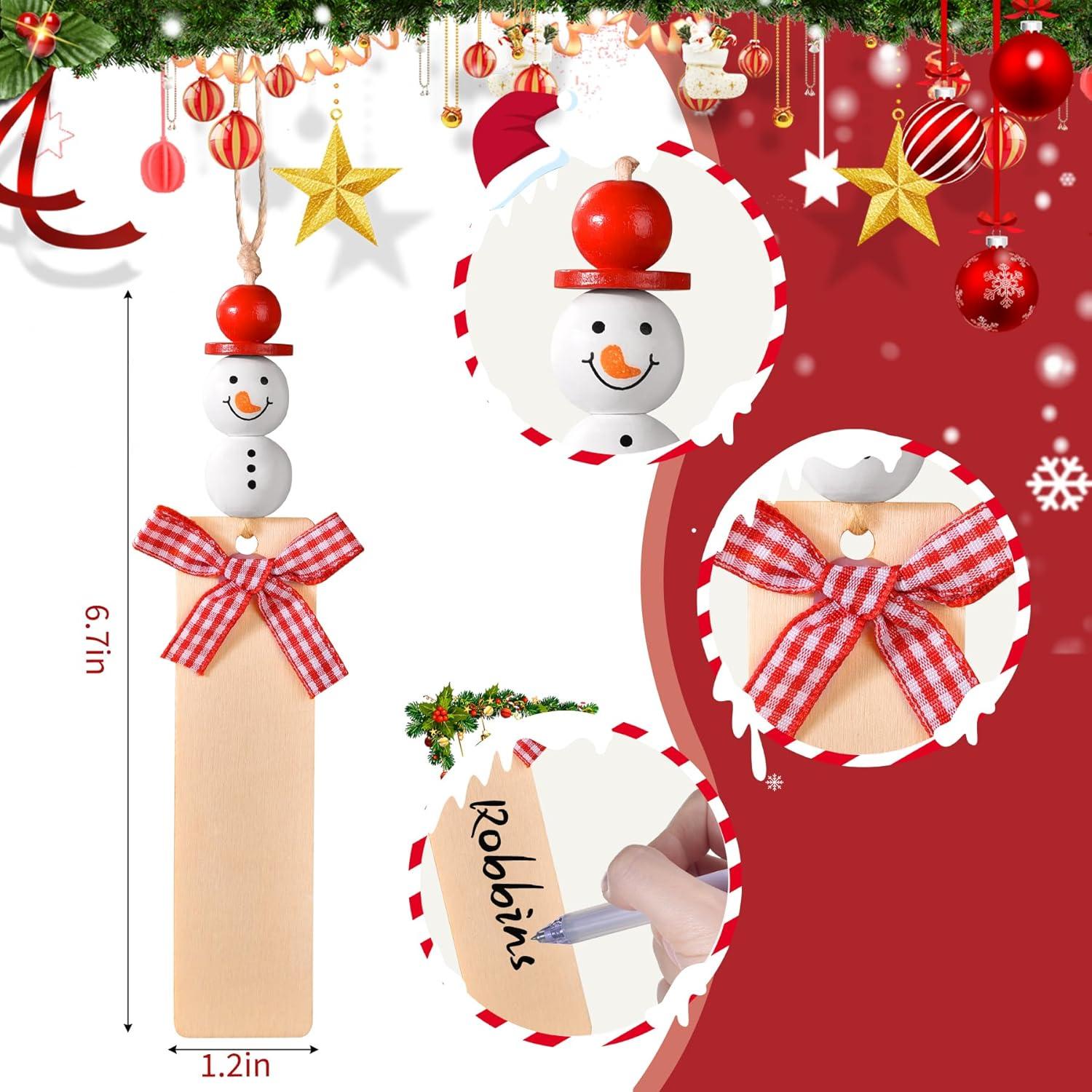 Dalrosia Personalized Christmas Stockings - 18 Inches Hanging Stockings with DIY Snowman Name Tags, 4PCS Large Size Knitted Stockings for Mantels, Christmas Tree Family Holiday Decor