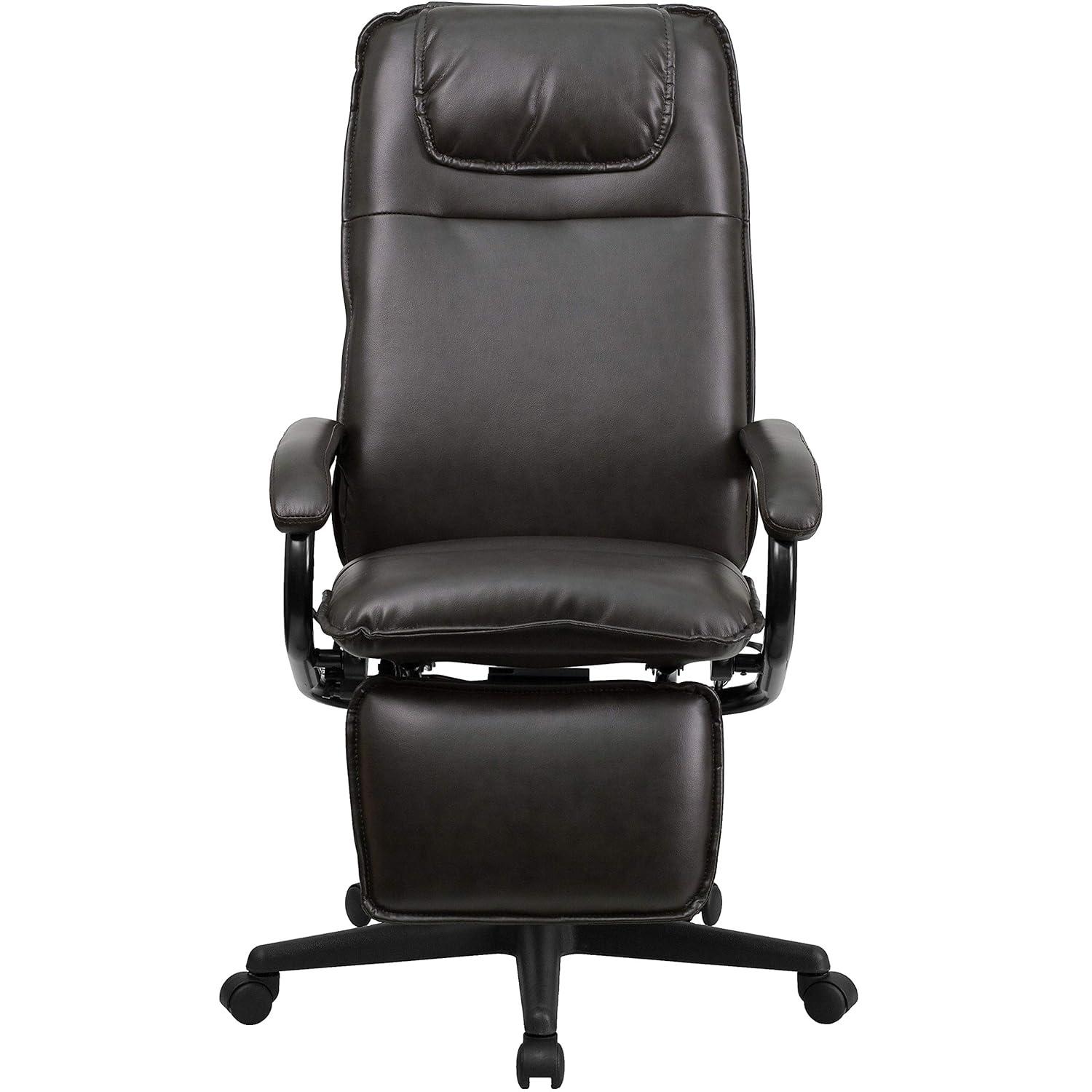 Flash Furniture High Back Brown LeatherSoft Executive Reclining Ergonomic Swivel Office Chair with Arms