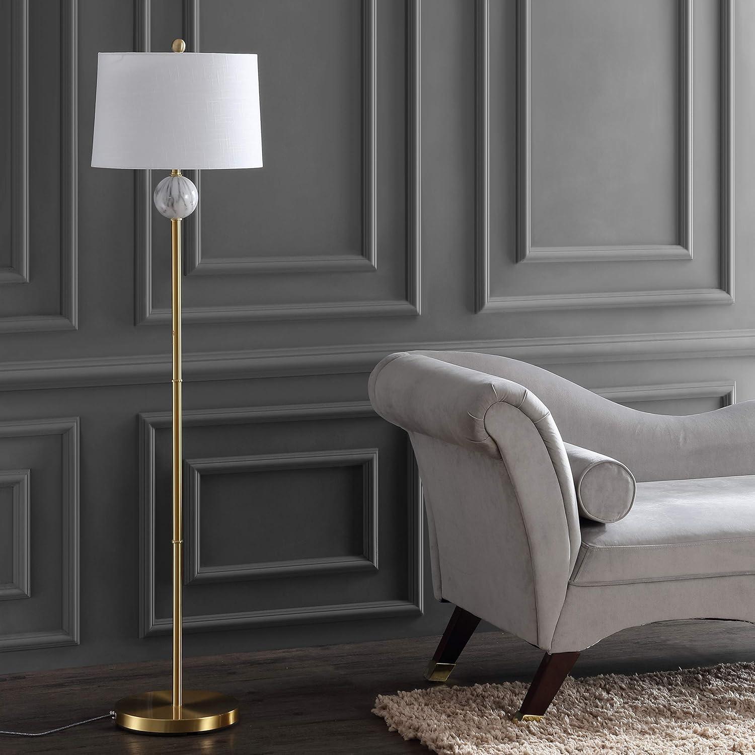 Vaughn 60" Modern Metal/Resin LED Floor Lamp, Brass Gold/White