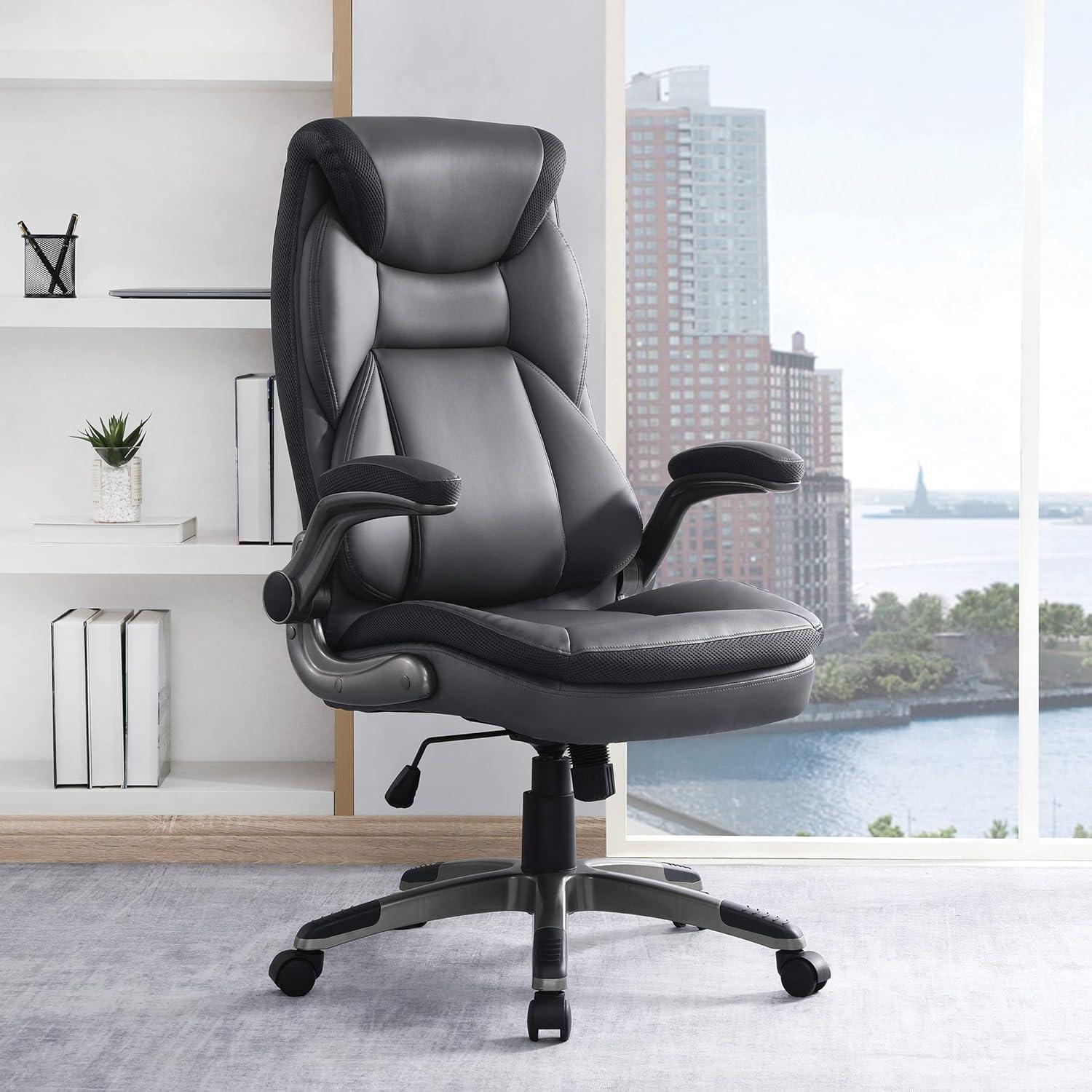 Titanium High-Back Executive Swivel Chair in Charcoal Leather