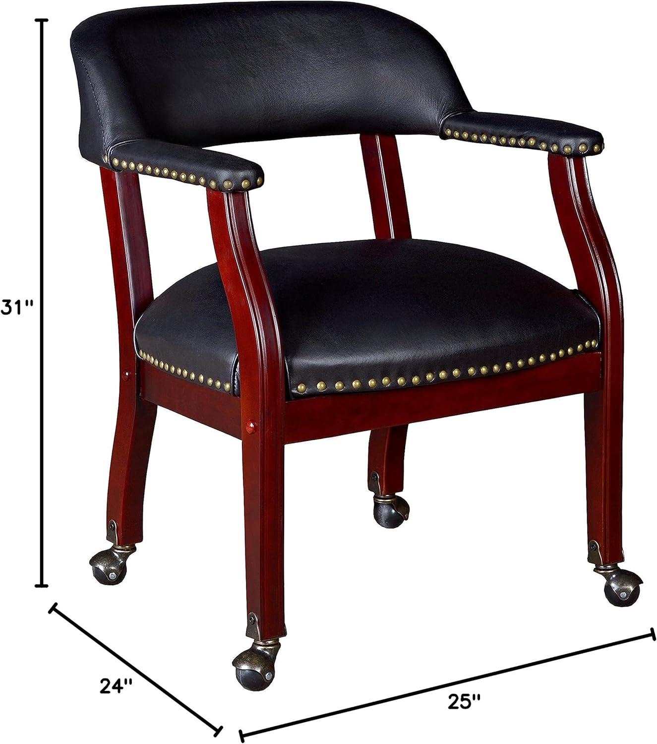 Ivy League Captain Chair & Casters - Black Vinyl