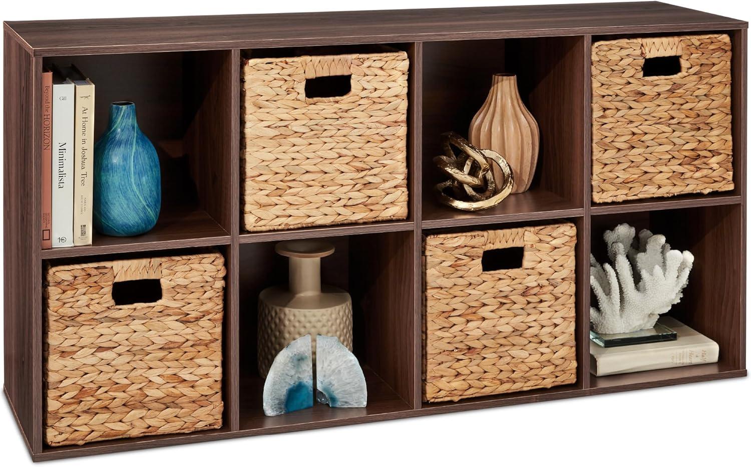 Best Choice Products 8-Cube Bookshelf, 11in Display Storage System, Organizer w/ Removable Back Panels - Walnut
