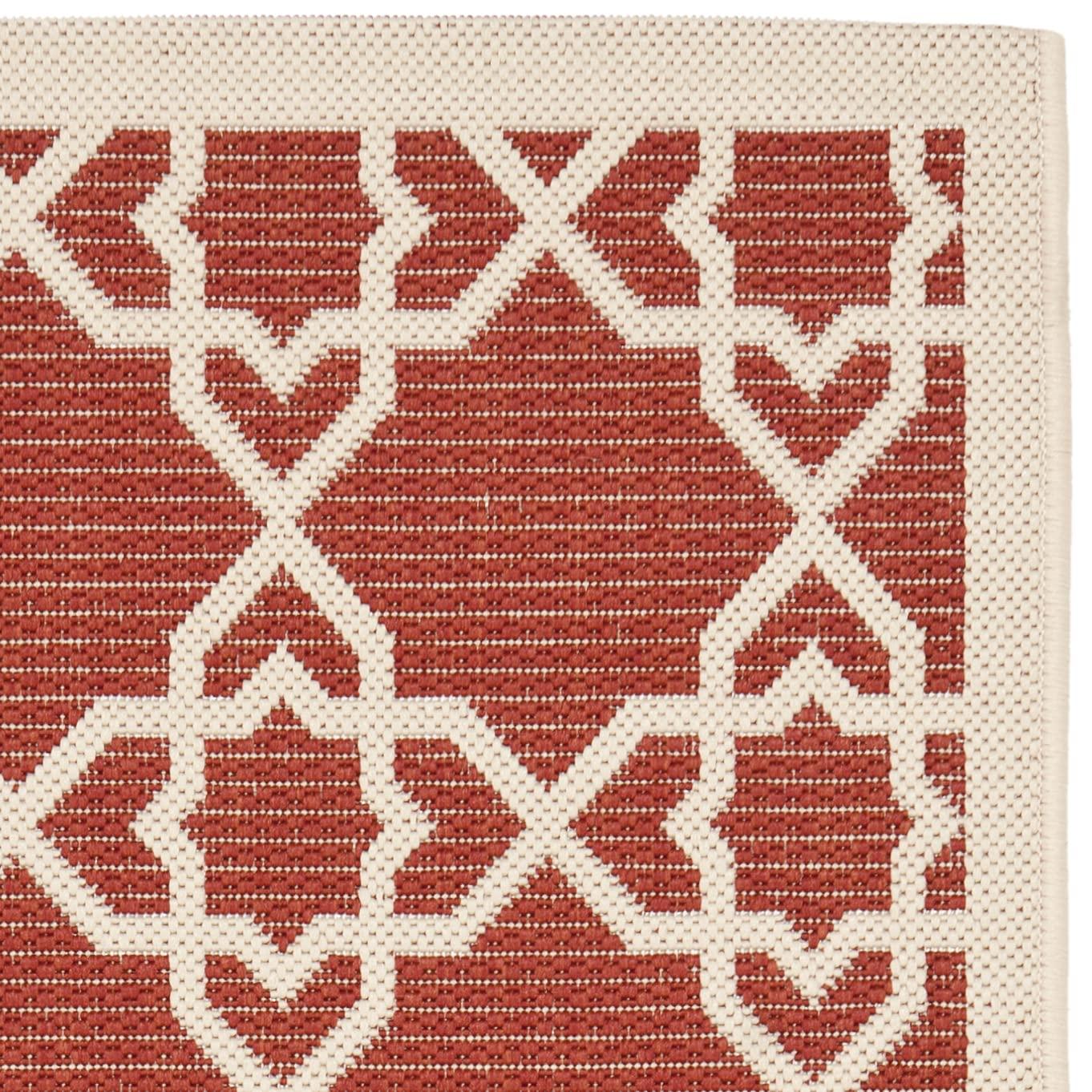 Courtyard CY6032 Power Loomed Indoor and Outdoor Accent Rug - Red/Beige - 2'7"x5' - Safavieh