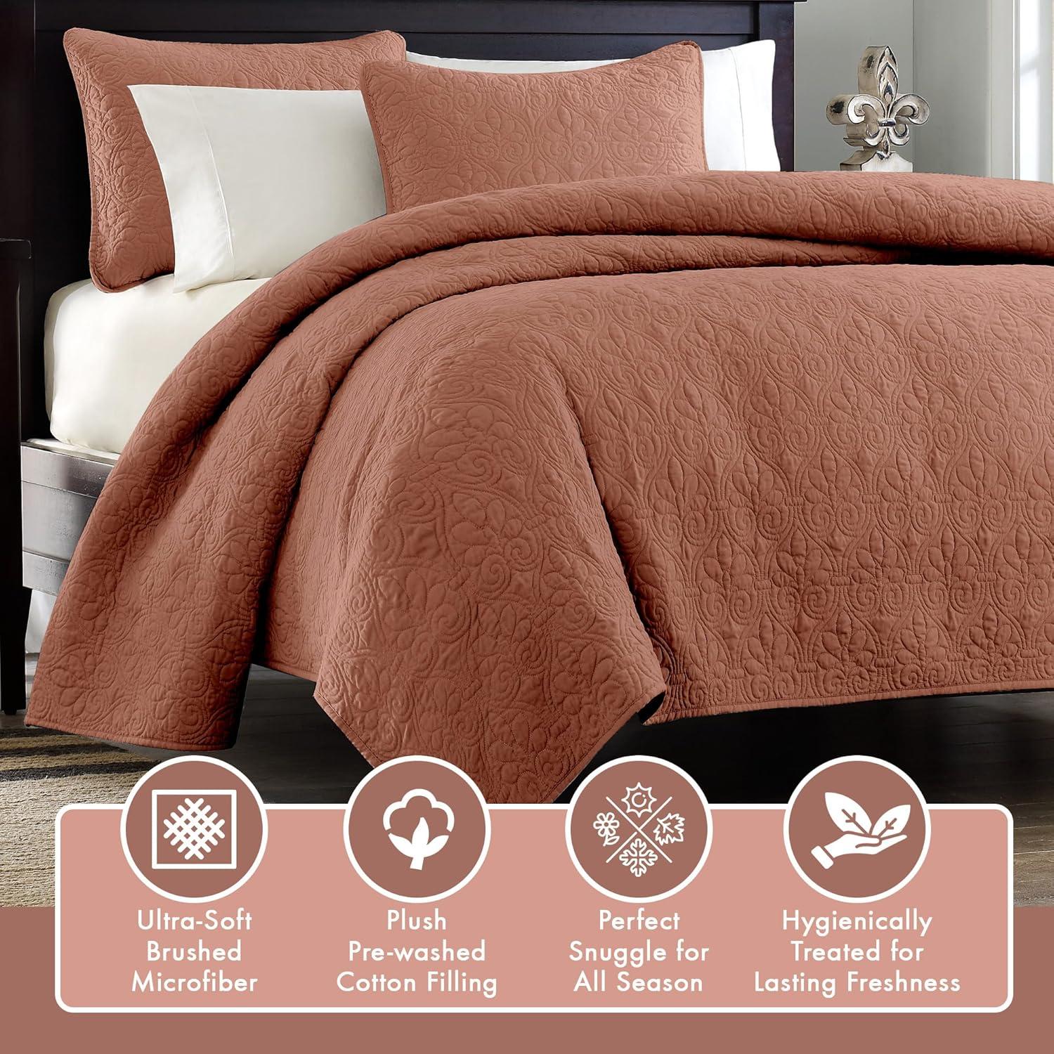 Madison Park 3pc Full/Queen Vancouver Reversible Quilt Set Clay Pink