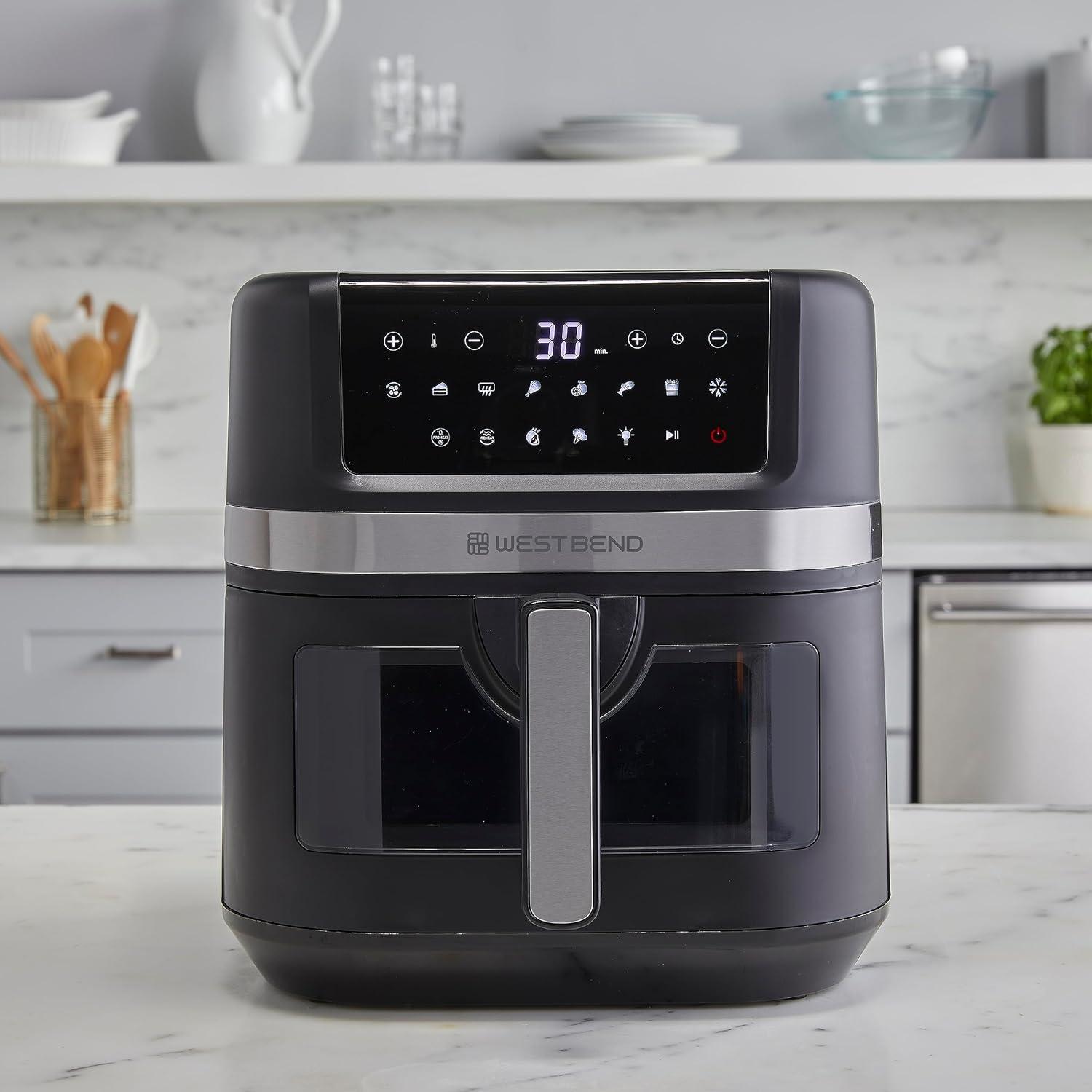 West Bend AFWB7QBK13 7 qt Air Fryer, Black with 13 One-Touch Presets