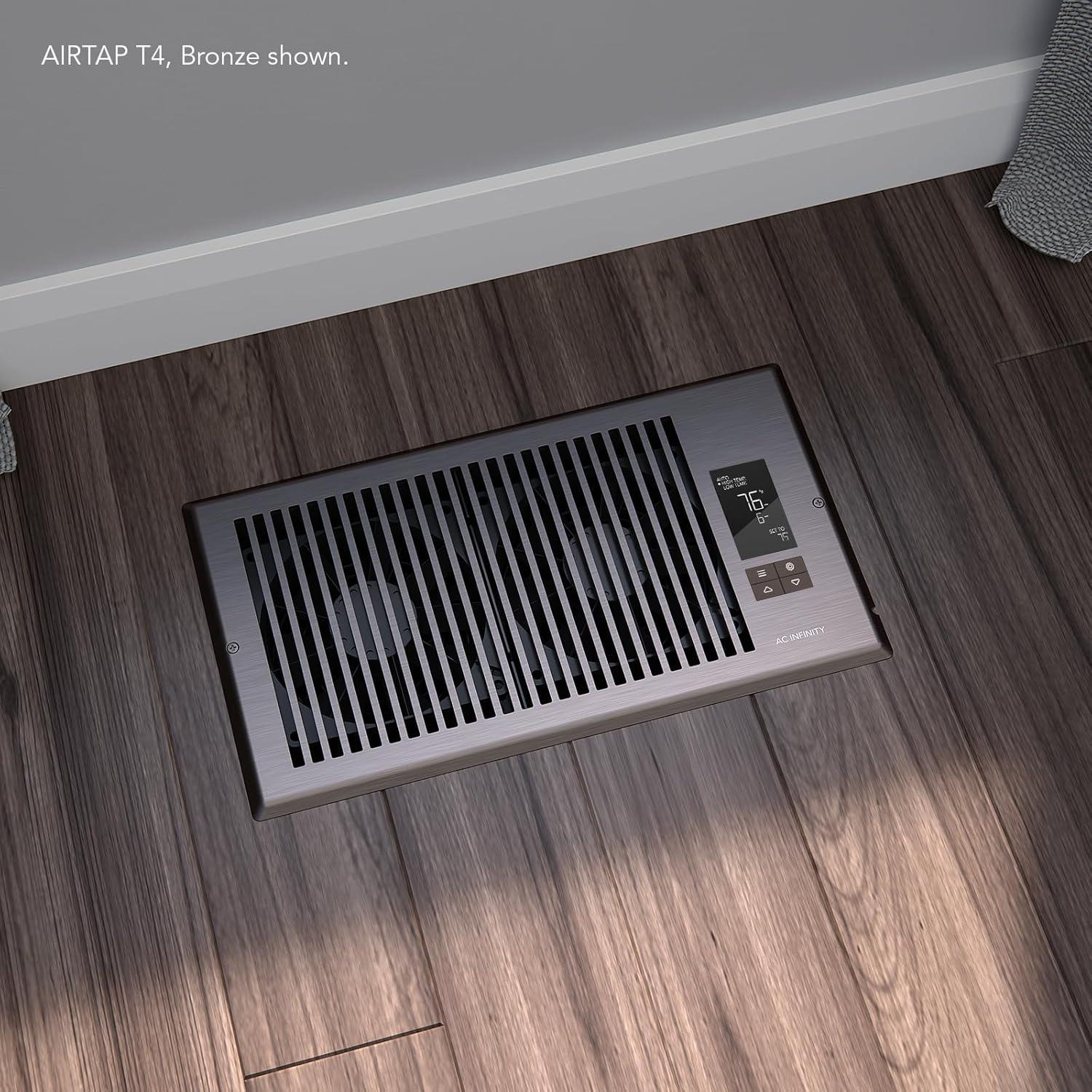AC Infinity AIRTAP T6 Bronze, Register Booster Fan for 6” x 10” Register Holes, Improves Heating & Cooling Vents, Quiet 10-Speeds, Bluetooth App Control Data Alerts