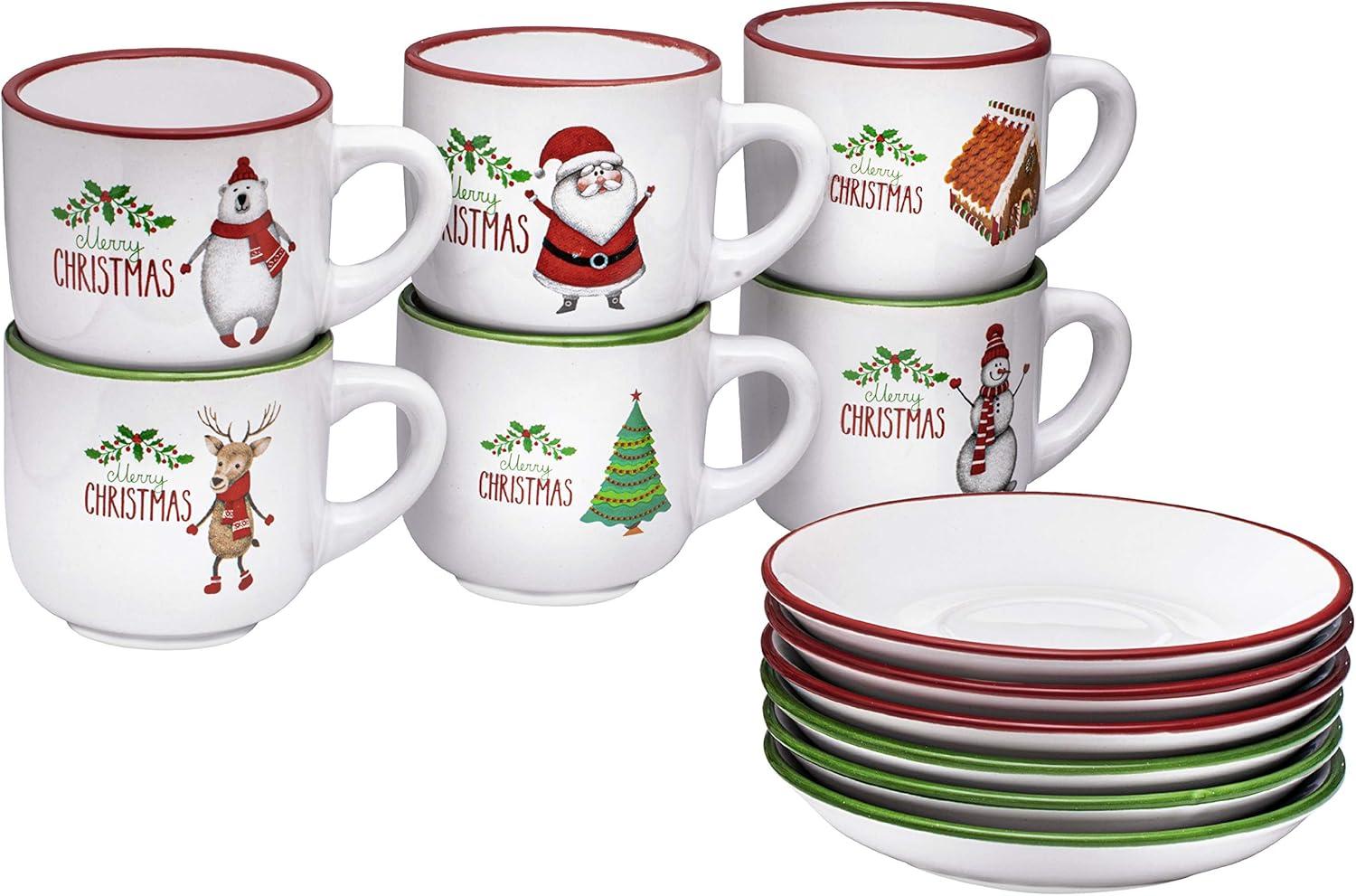 Bruntmor | Espresso Cups With Saucers By Bruntmor - 6 Ounce - Set Of 6 Matte