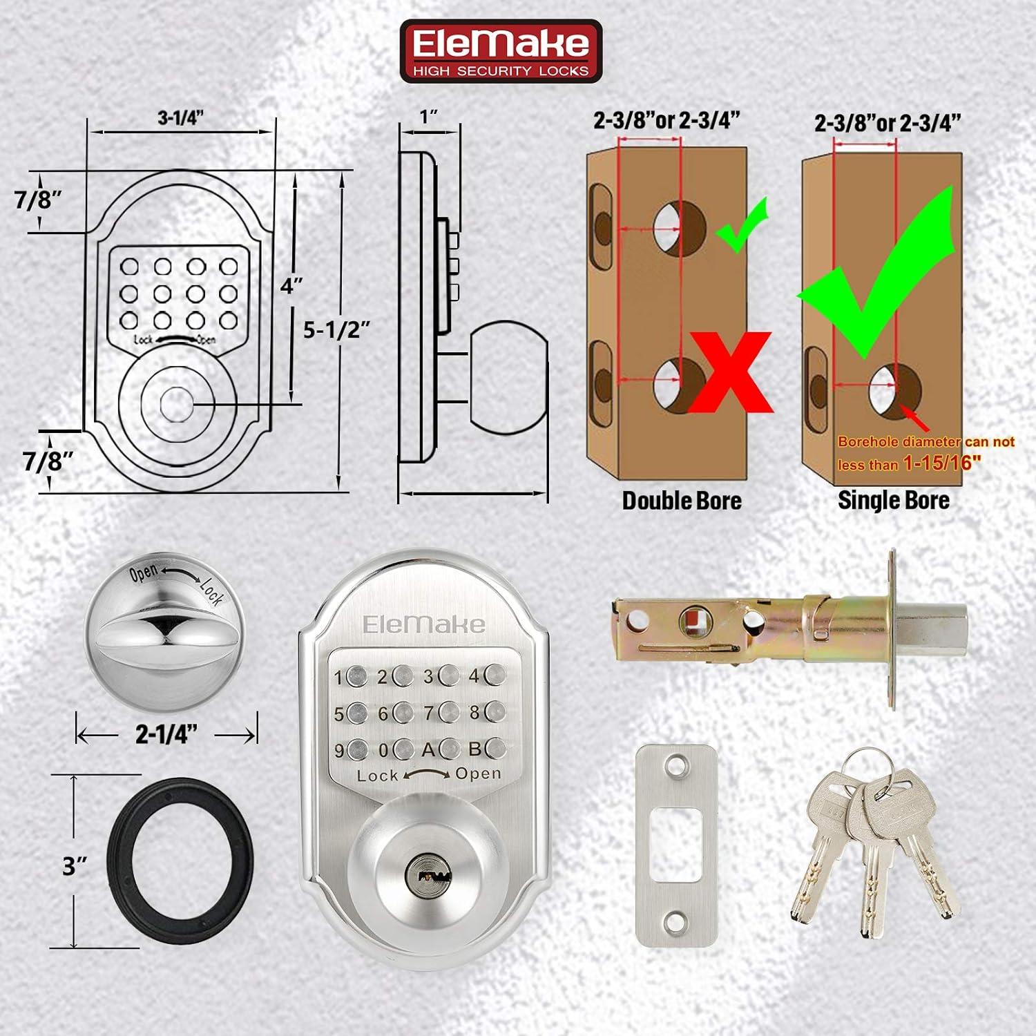 Keyless Entry Door Lock Deadbolt Keypad Mechanical Stainless Steel (Pass Code or Key) 100% Mechanical, No Electronic