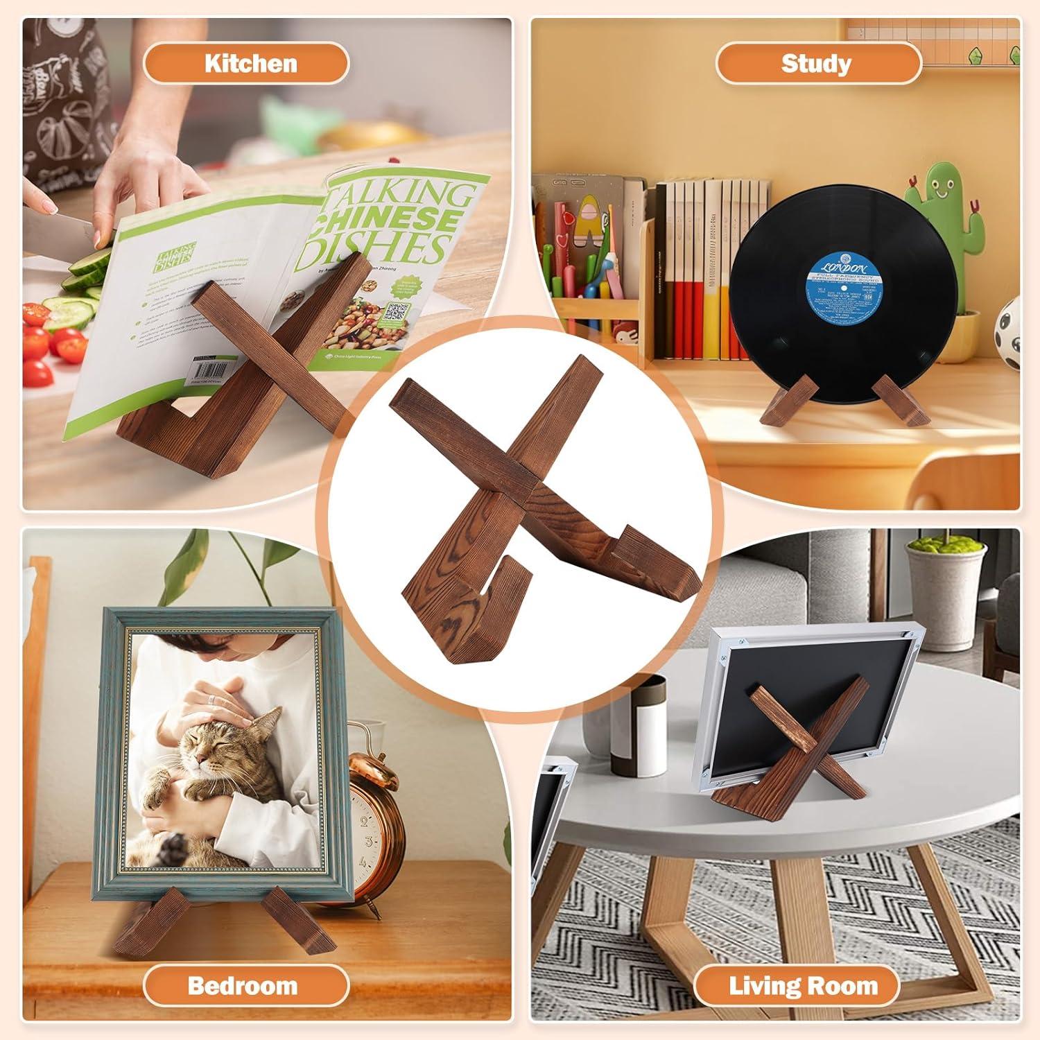 Rustic Brown Solid Wood Adjustable Cookbook Stand Holder