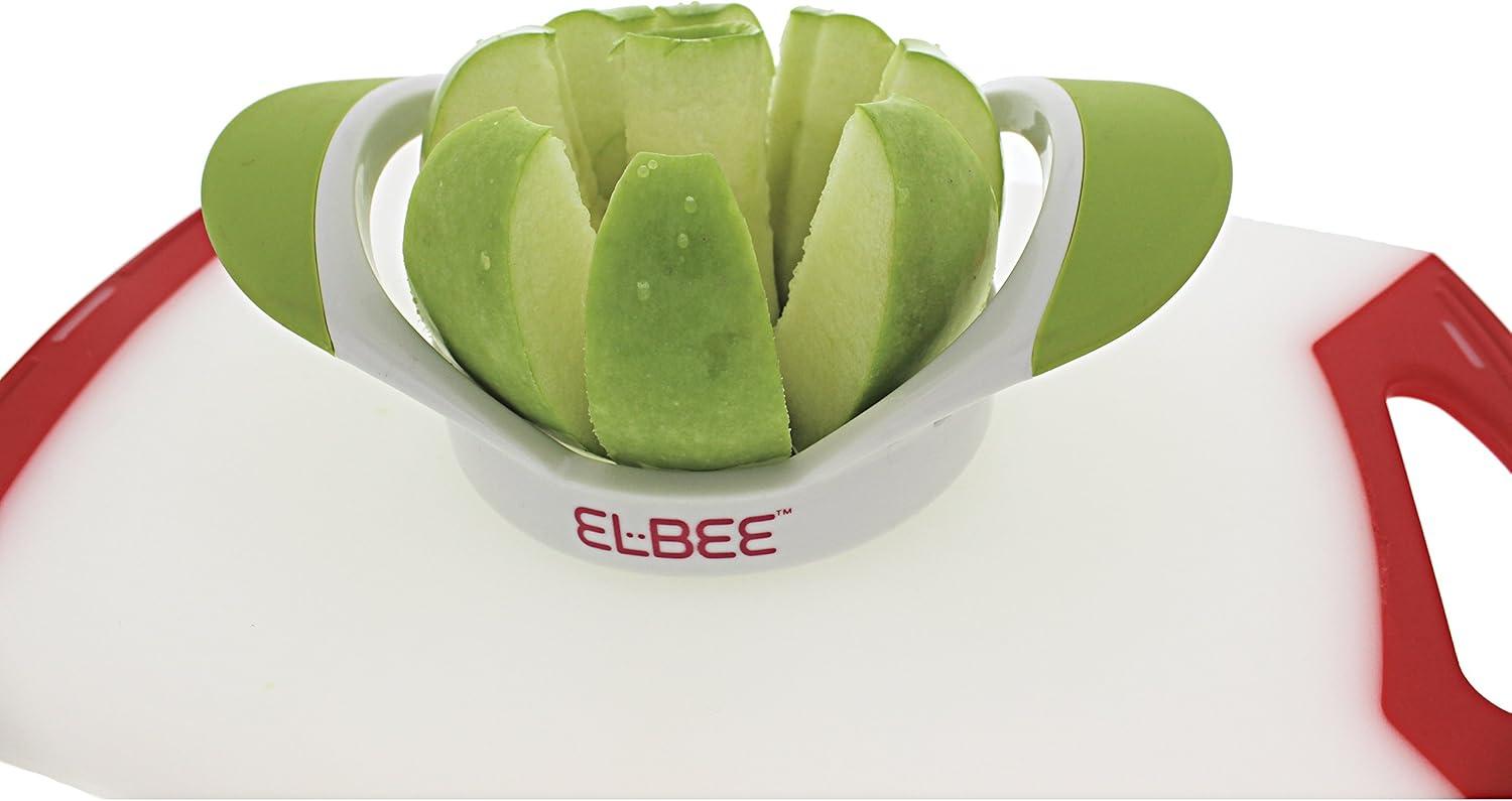 Elbee Green and White Apple Slicer with Stainless Steel Blades