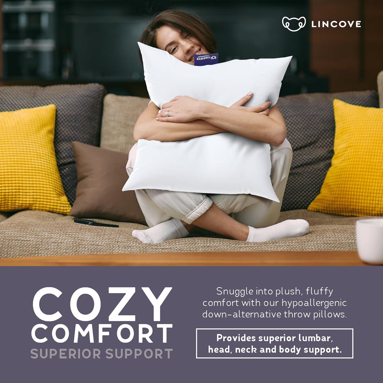 Lincove Throw Pillow Insert - Canadian-Made, 100% Cotton, Down-Alternative, Hypoallergenic - Decor Pillow, 1 Pack