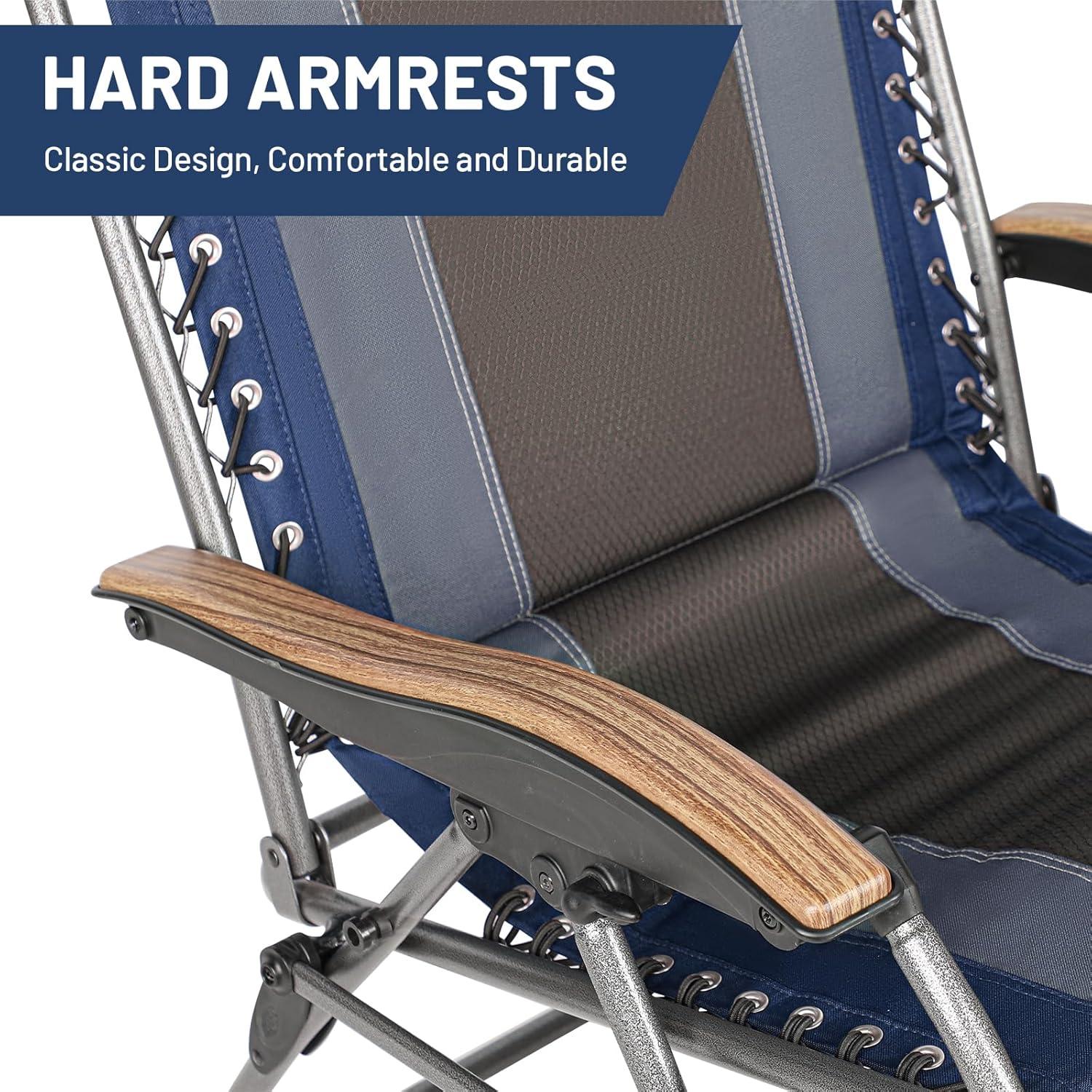 TIMBER RIDGE Oversized Zero Gravity Chair, Padded Reclining Lounge Chair with Adjustable Headrest & Cup Holder, Heavy Duty Support 350 lbs, Foldable for Camping, Lawn, Outdoor & Indoor