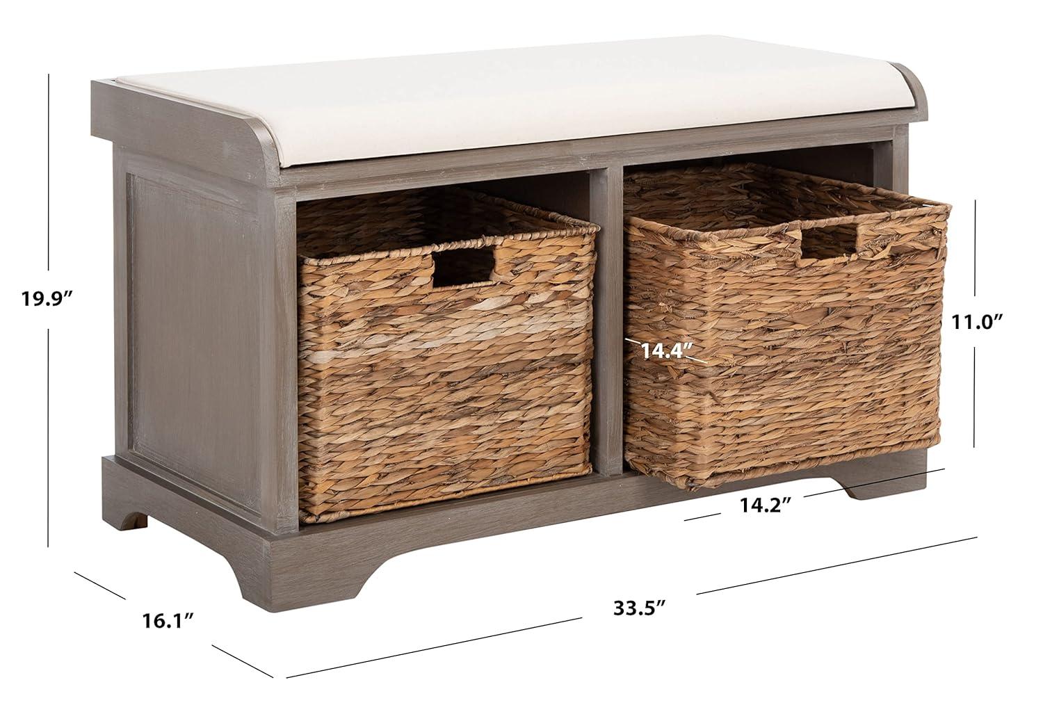 Freddy Wicker Storage Bench - AMH5736 - White Wash - Safavieh