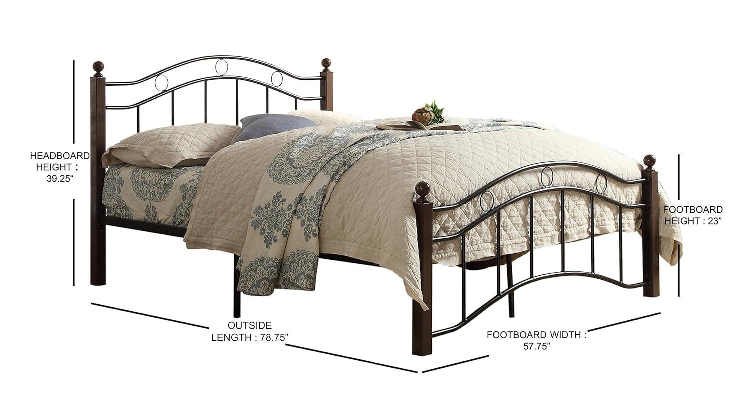 Weston Home Lexicon Averny Traditional Metal Frame Full Platform Bed in Black