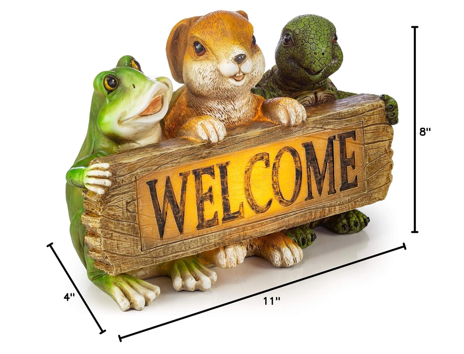 Dawhud Direct | Vp Home Backyard Friends Welcome Sign Frog Rabbit Turtle Solar