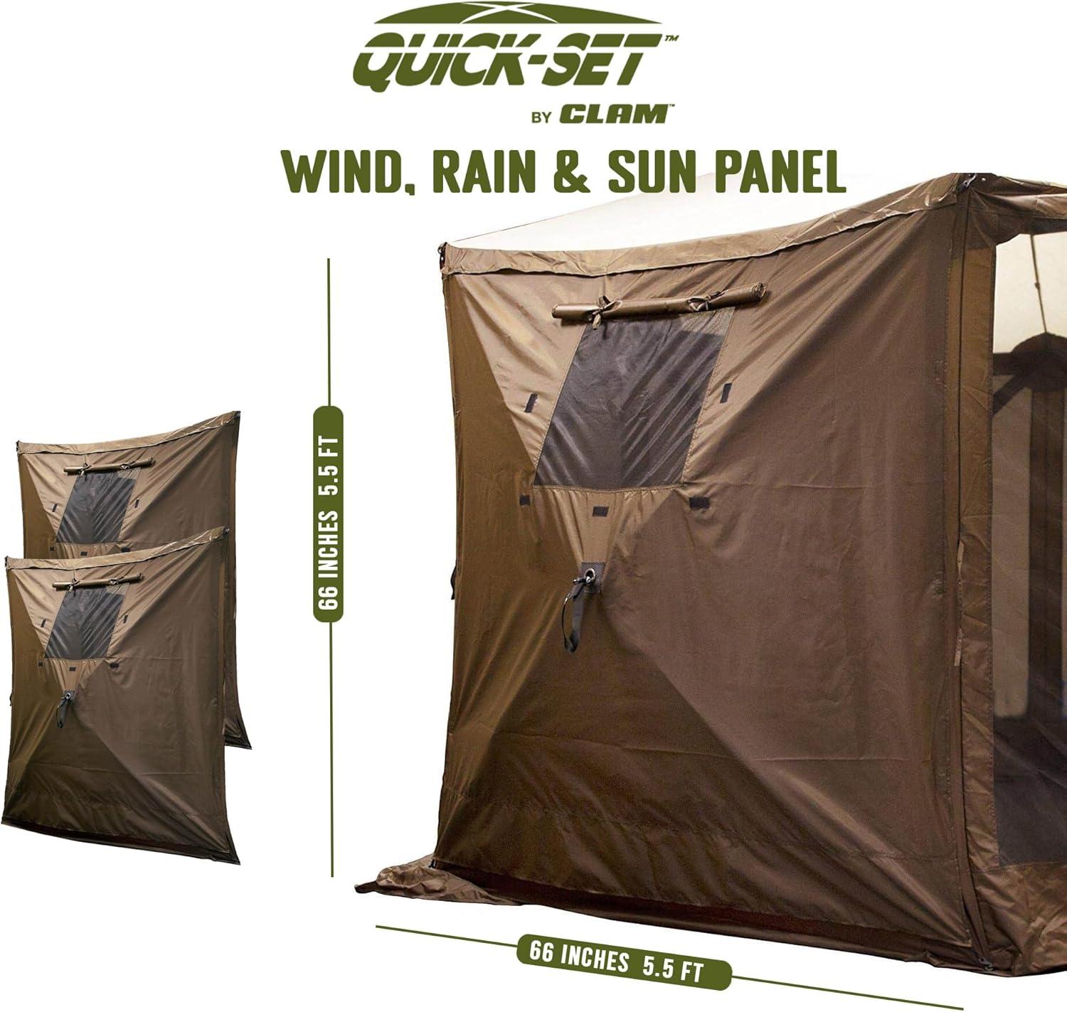 CLAM Quick-Set Escape 12 x 12 Foot Portable Pop-Up Camping Outdoor Gazebo Screen Tent Canopy Shelter and Carry Bag with Wind and Sun Panels Sets, Green