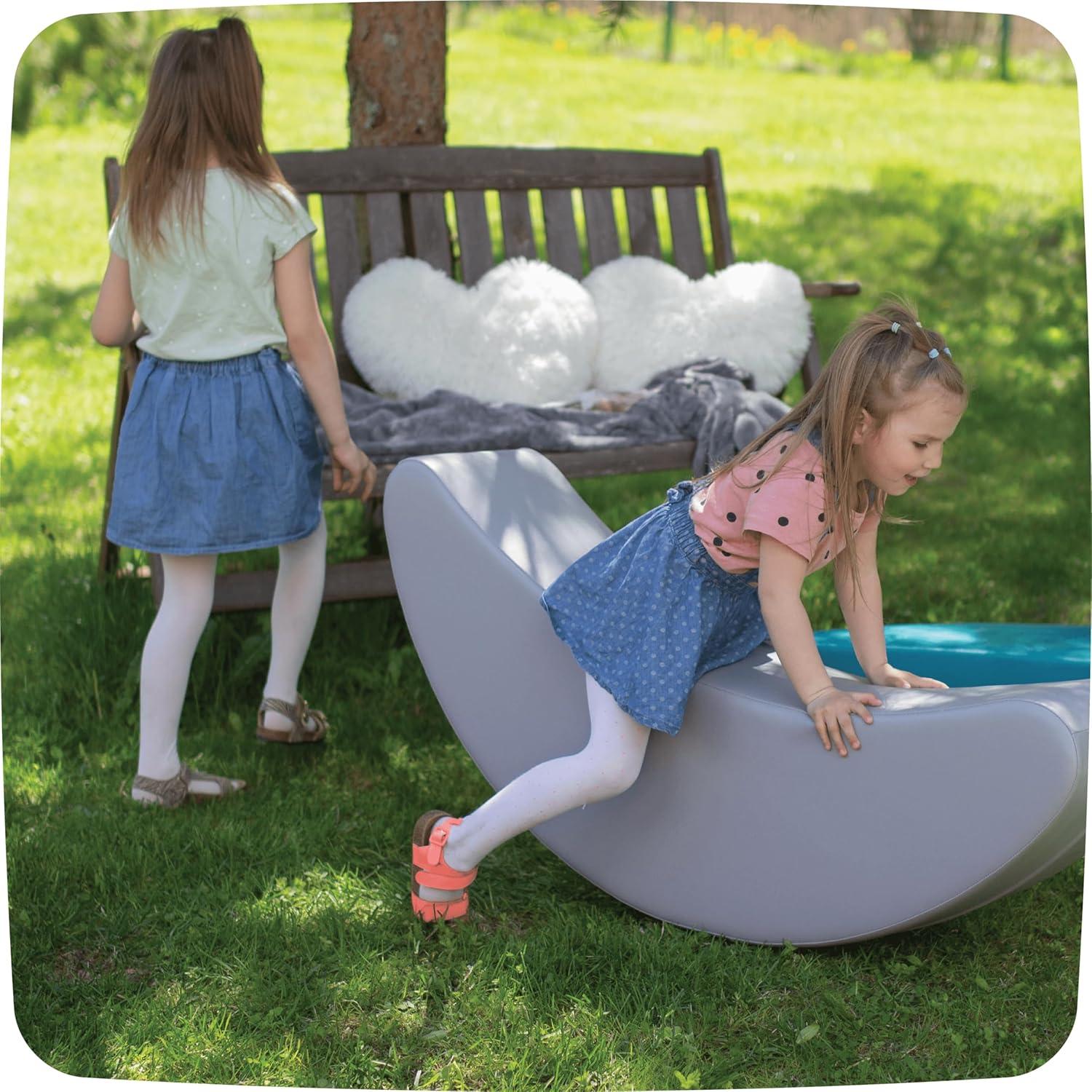 IGLU Soft Play Rocker Banana Shape Large Rocking Horse Hobby Toy for Kids Age 1-7 Montessori Open Ended Play (Grey)