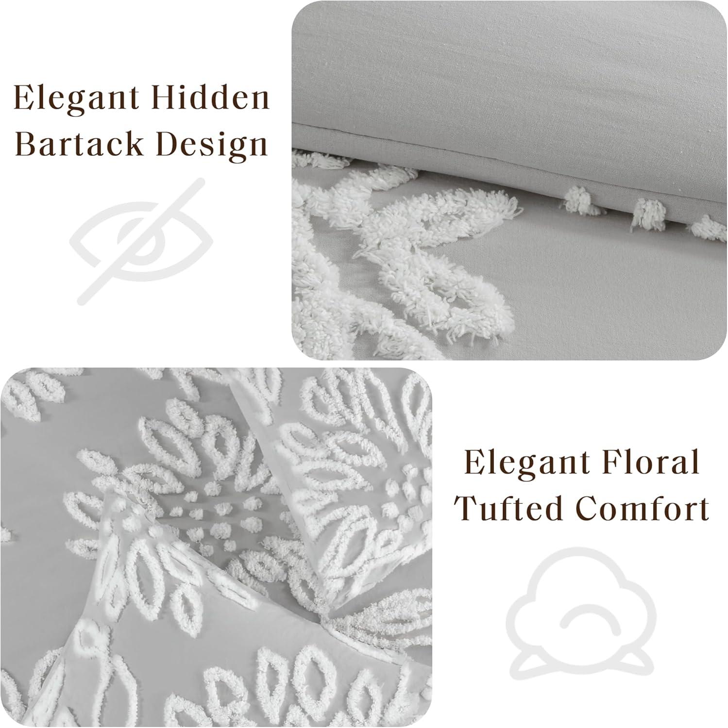 3pc King/California King Danica Tufted Chenille Floral Comforter Set Gray/White - Madison Park