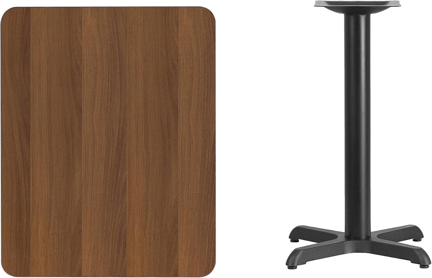 Flash Furniture 24'' x 30'' Rectangular Walnut Laminate Table Top with 22'' x 22'' Table Height Base