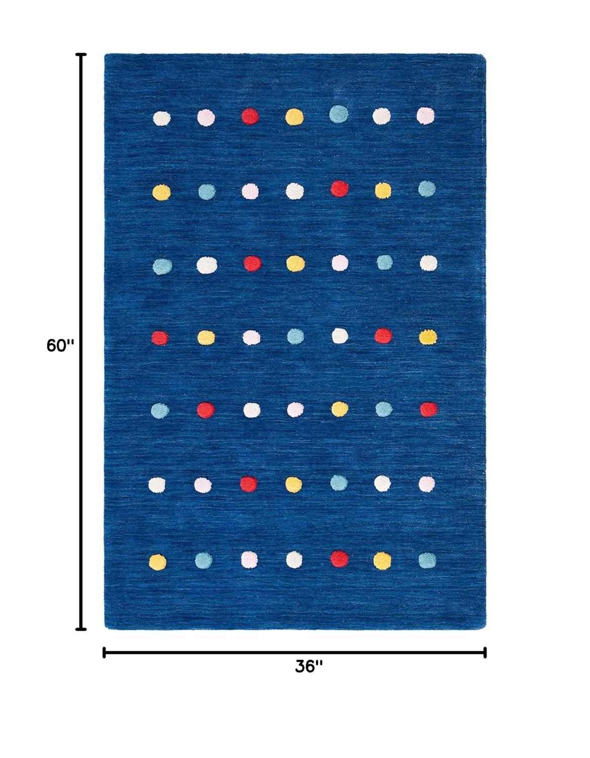 Safavieh Kids SFK804 Hand Loomed Indoor Accent Rug - Navy - 3'x5' - Safavieh